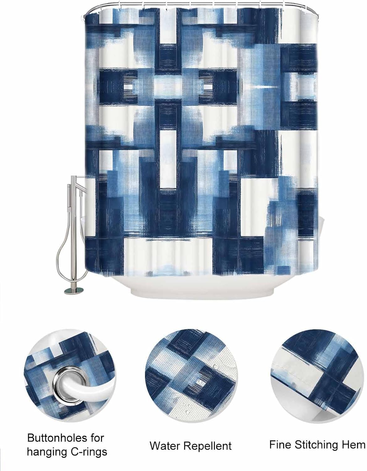 ZFUNCING 10-Pockets Mesh Organizer Abstract Blue White Waterproof Bath Use