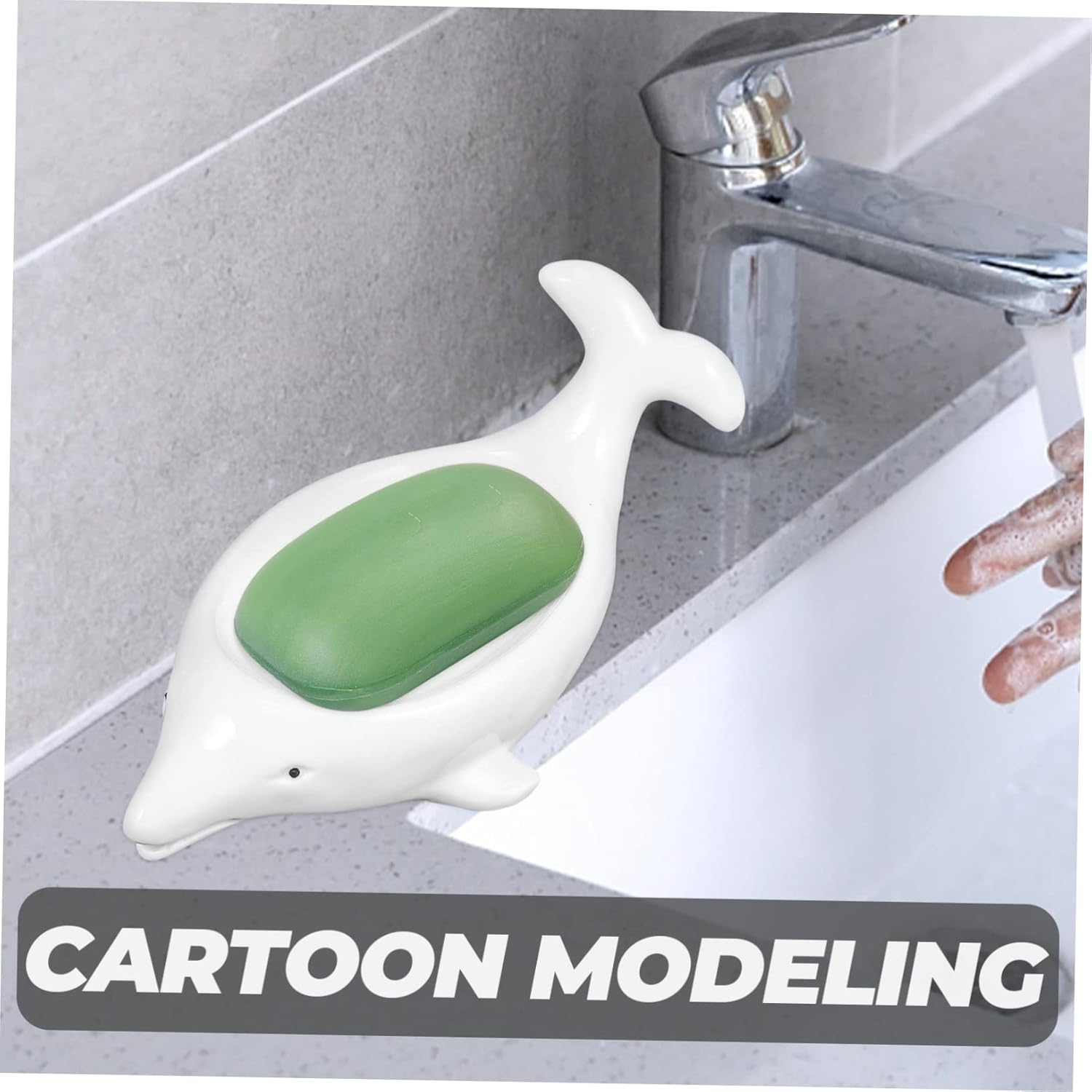 Cute Dolphin Ceramic Soap Dish for Bathroom Kitchen