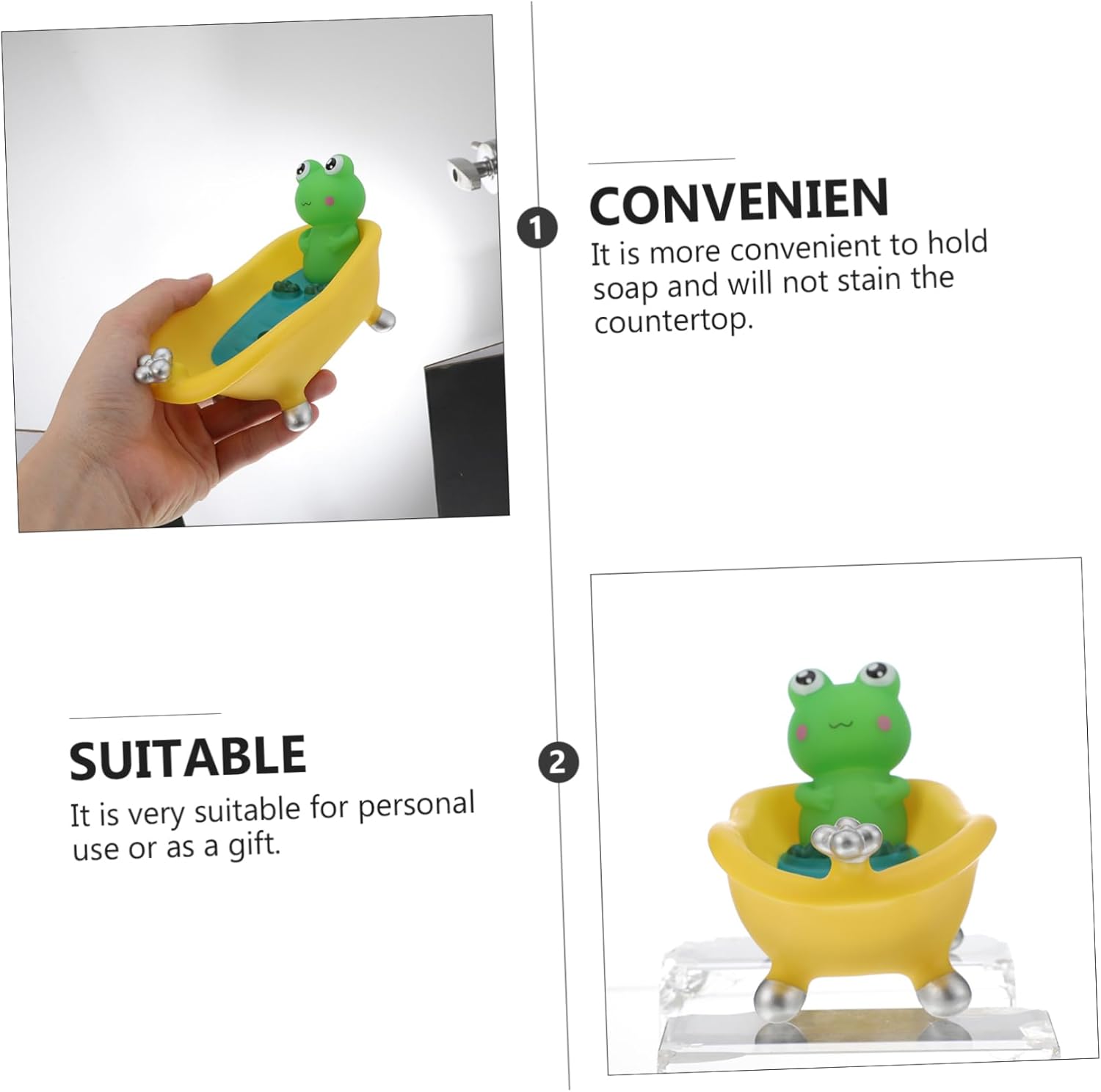 TINEASUR Frog-shaped Soap Dish - Draining Safe for Home Travel Use