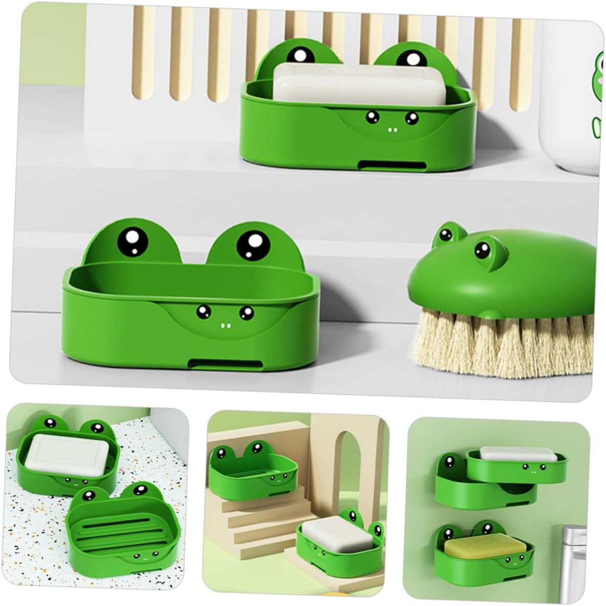 2-Piece Frog Design Soap Dish Holder