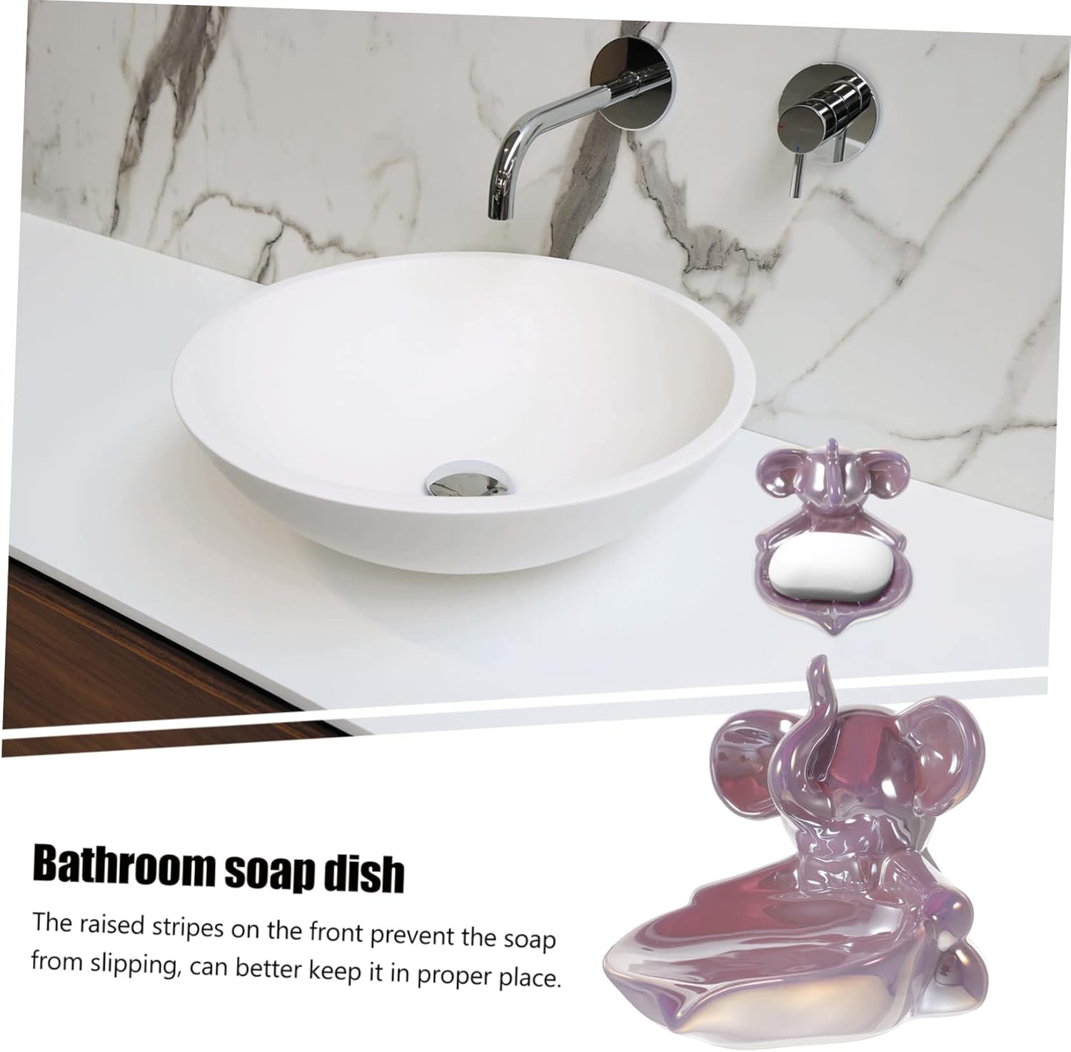Elephant Ceramic Soap Tray - Durable Elegant Design for Home Kitchen