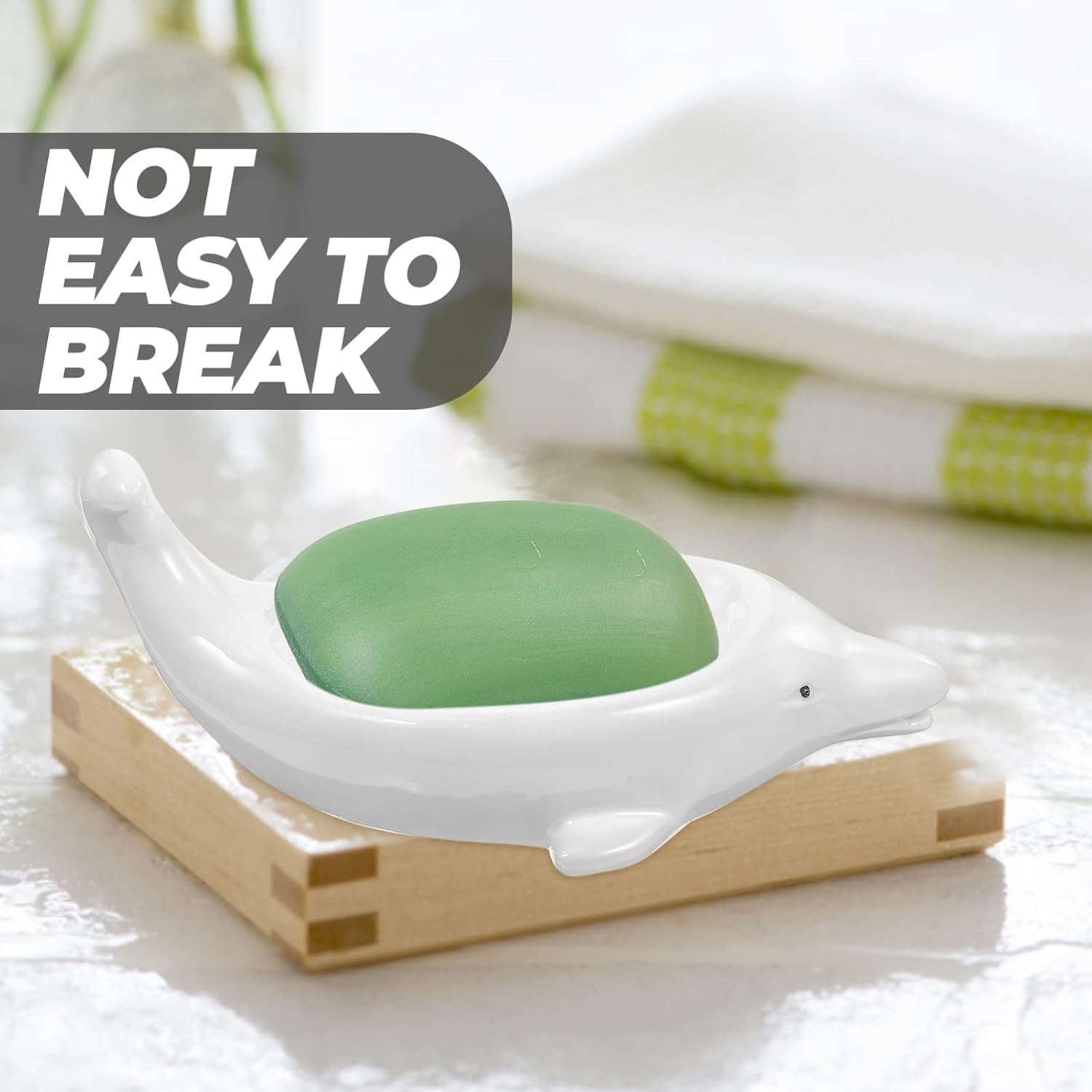 Cabilock Dolphin Ceramic Soap Dish for Bathroom