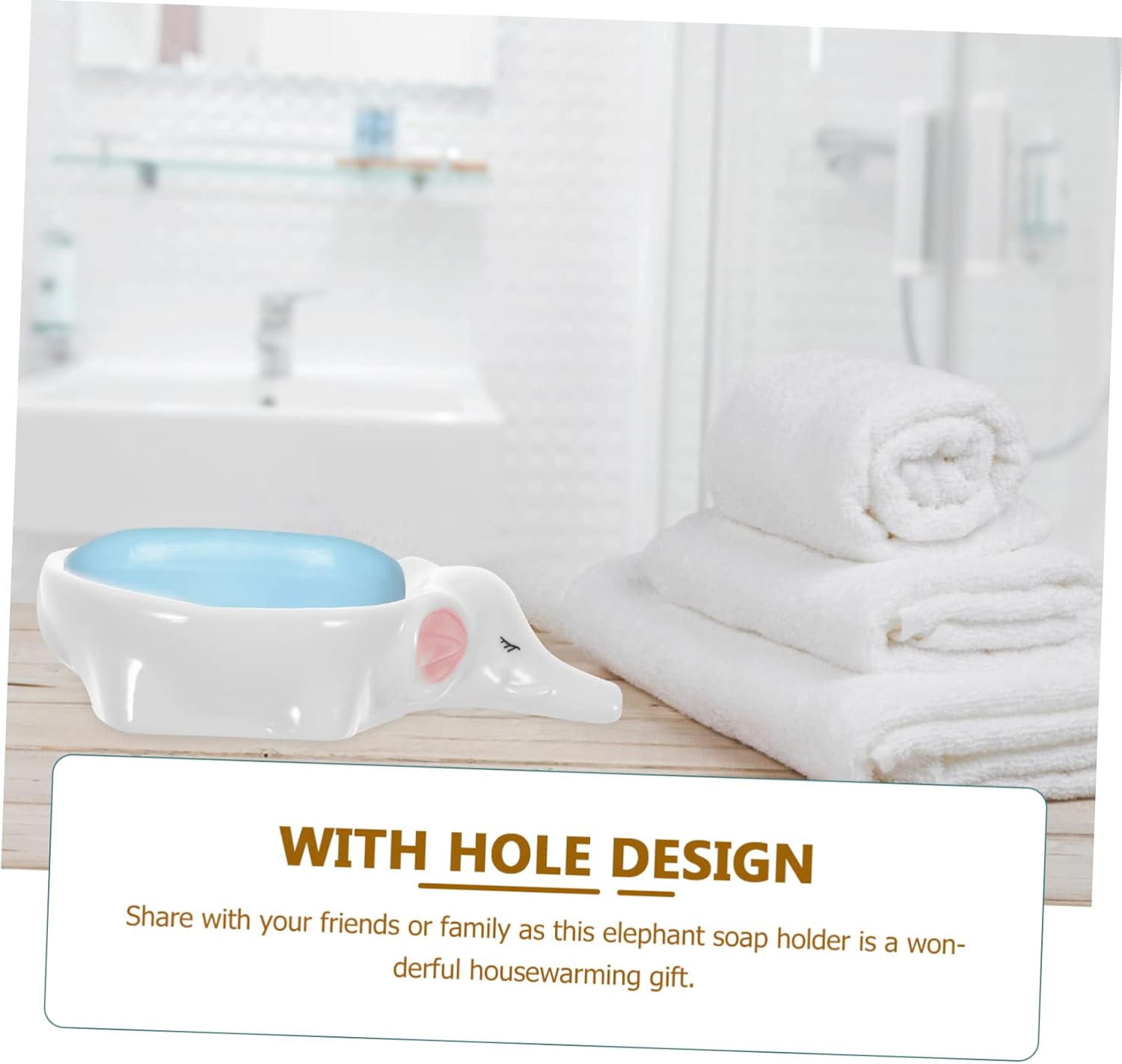 Adorable Elephant Self-Draining Ceramic Soap Dish