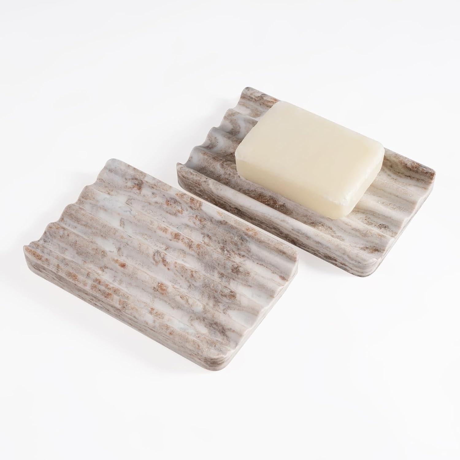 Marble Bar Soap Holder for Kitchen Bathroom Wavy Design Heavy Duty Elegant