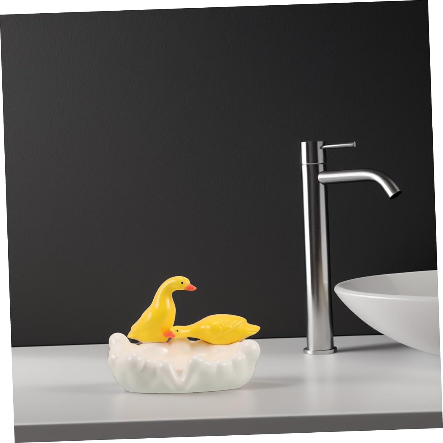Durable Ceramic Duck Soap Dish for Bathroom and RV Use