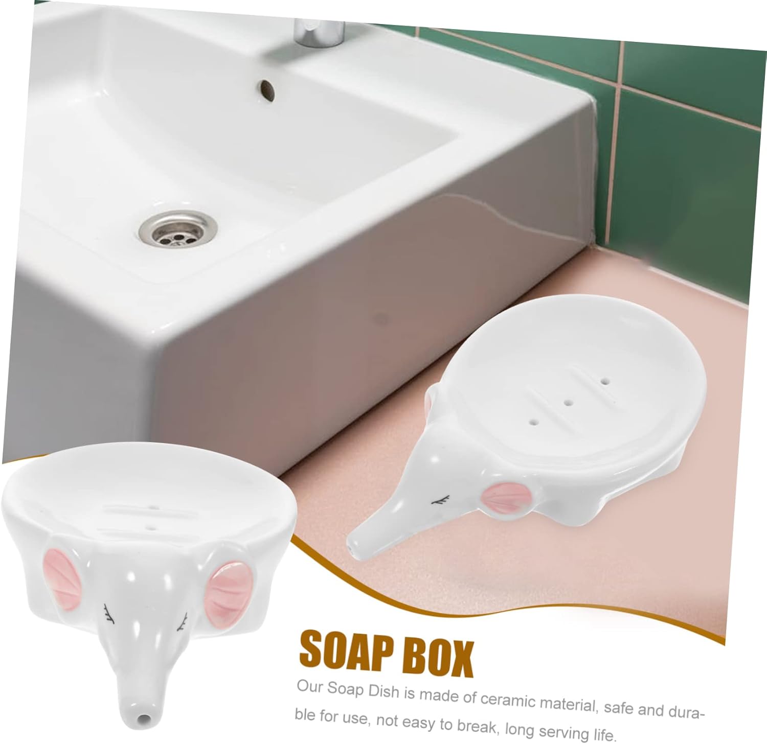 KOONTTY Self-Draining Ceramic Elephant Soap Dish