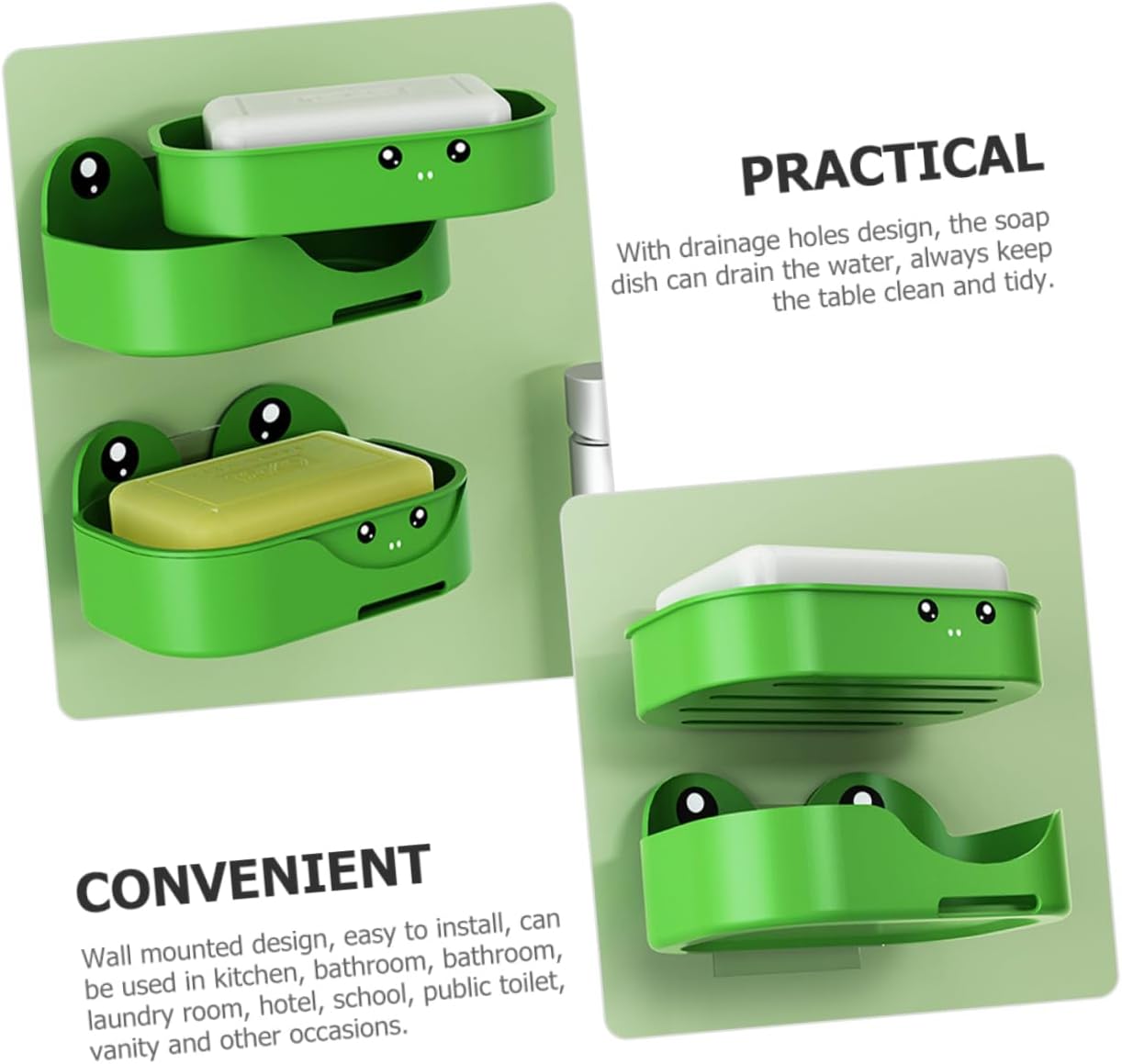 2-Piece Frog Design Soap Dish Holder