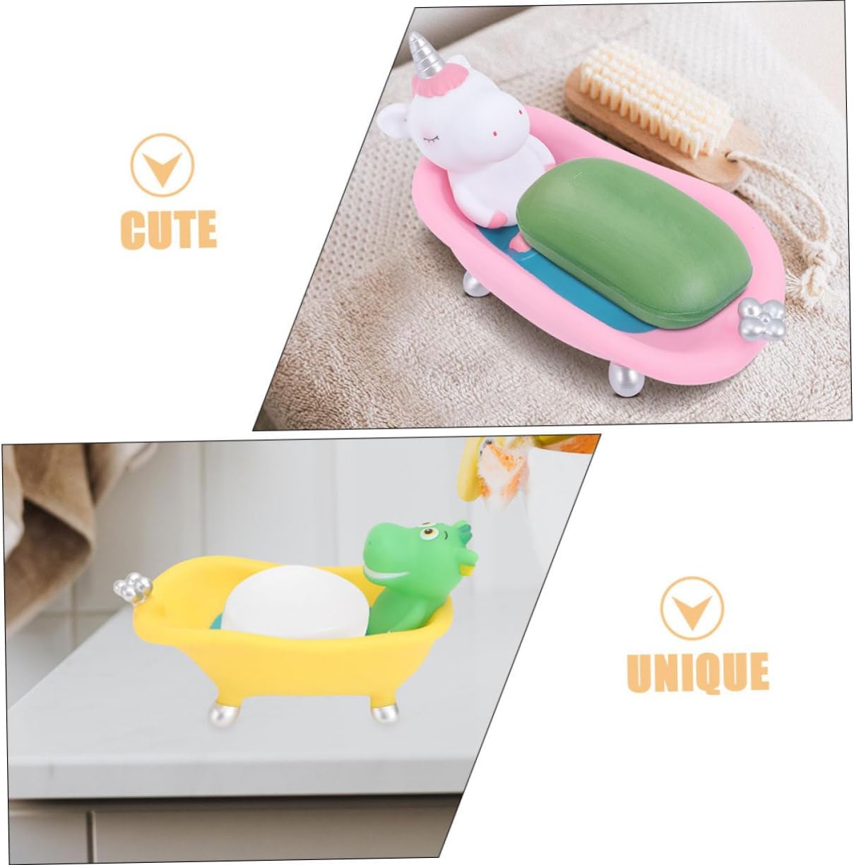 2pcs Cute Cartoon Soap Dish for Bathroom and Shower