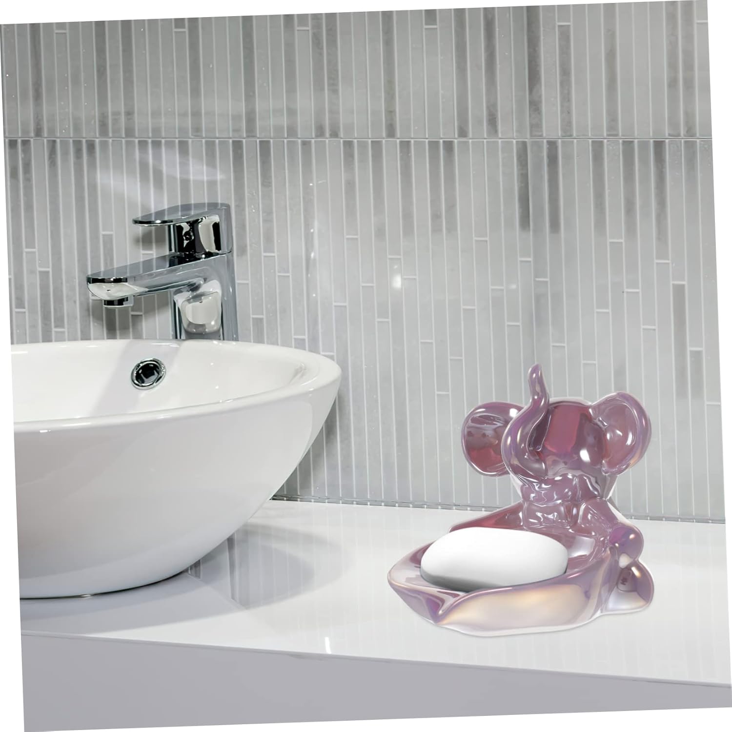 ABOOFAN Cute Elephant Ceramic Soap Dish