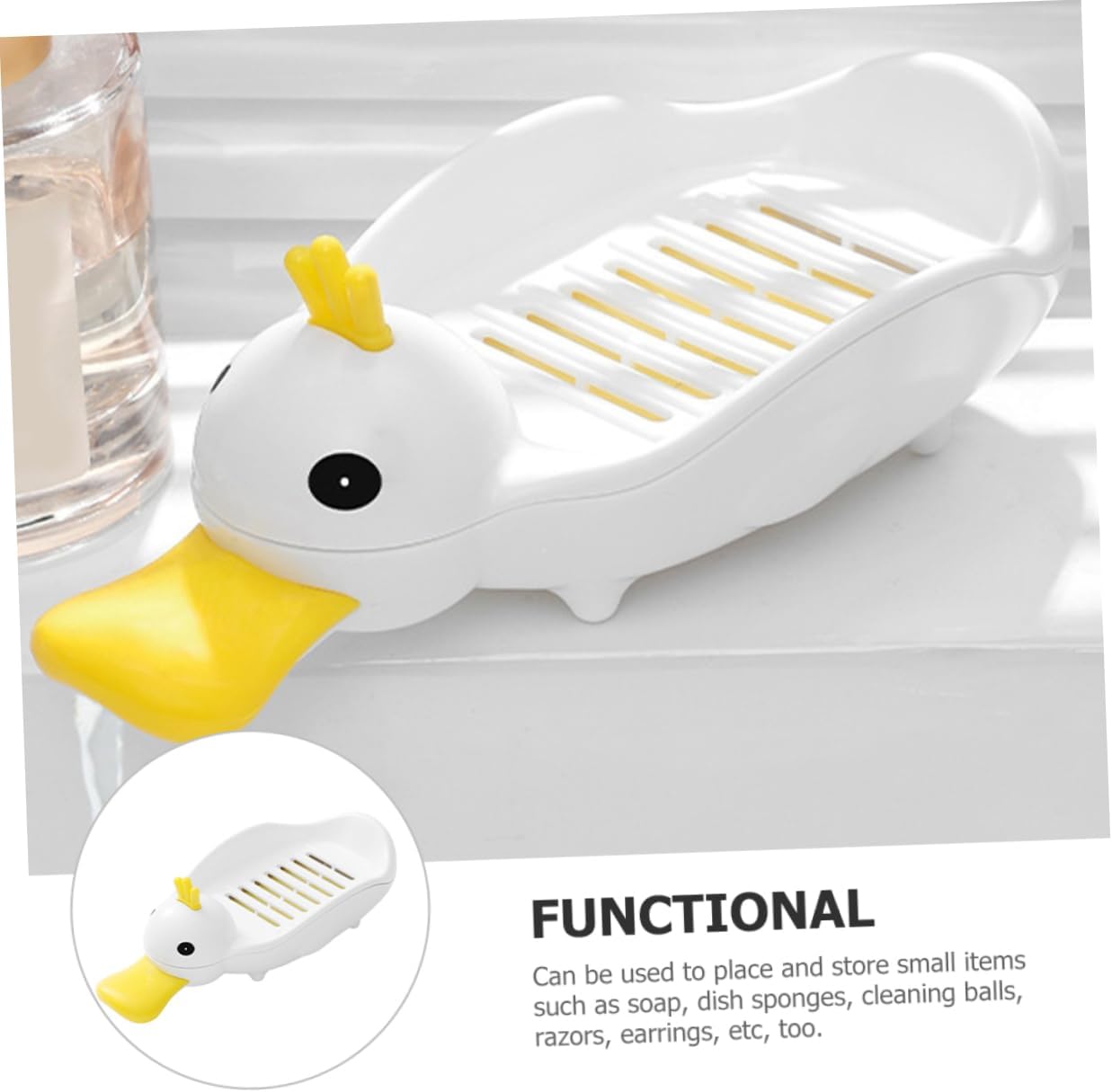 GLEAVI Cute Duck Shape Self-Draining Soap Dish