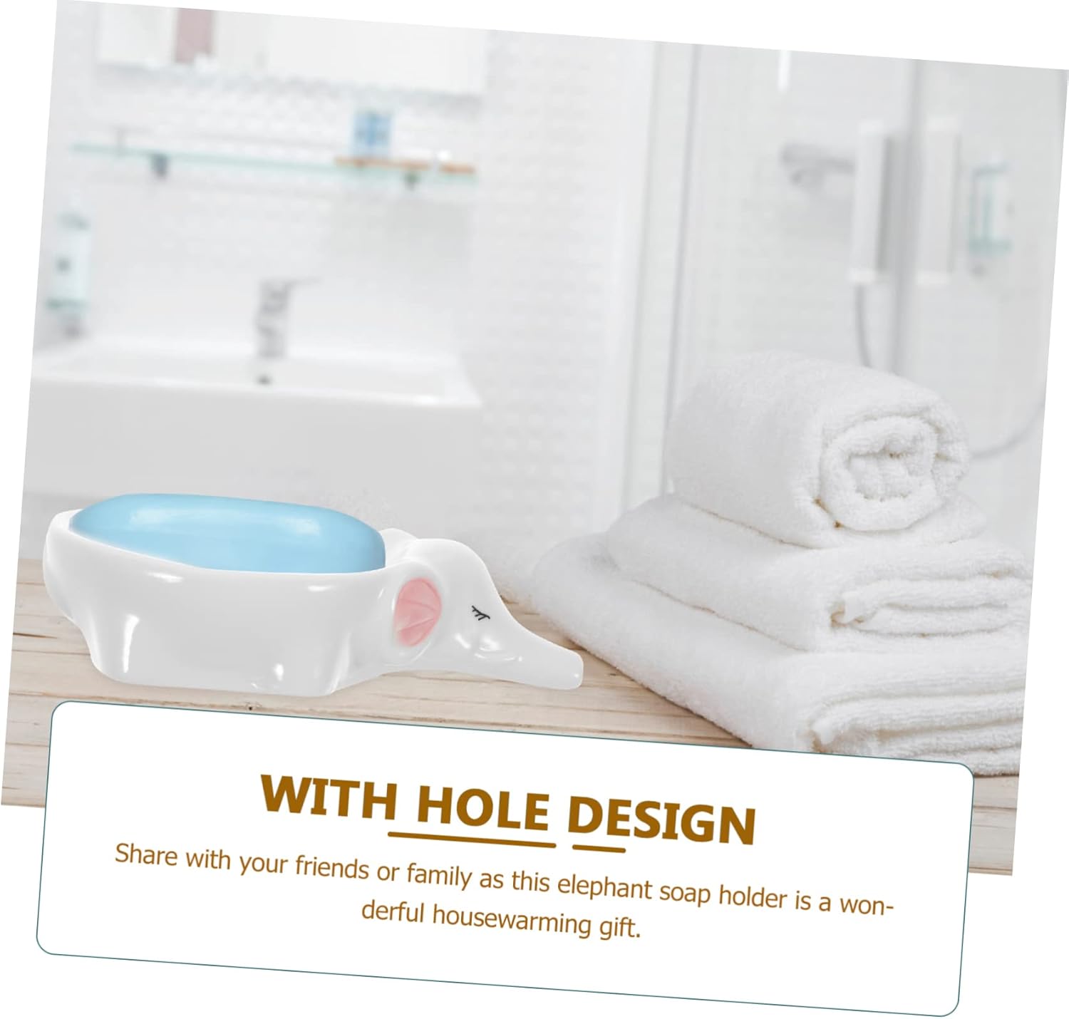 KOONTTY Self-Draining Ceramic Elephant Soap Dish