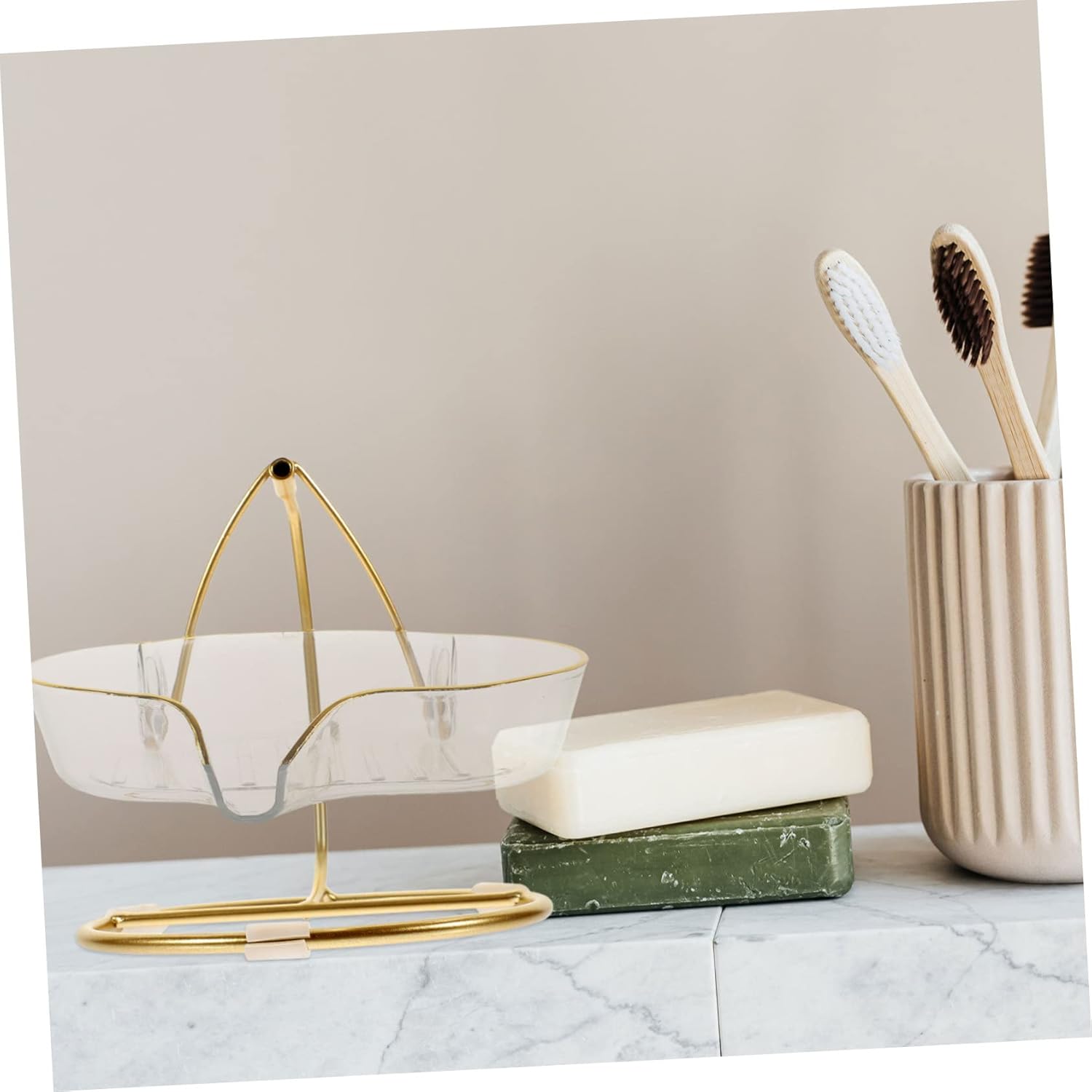 Zerodeko Clear Soap Holder with Iron Stand