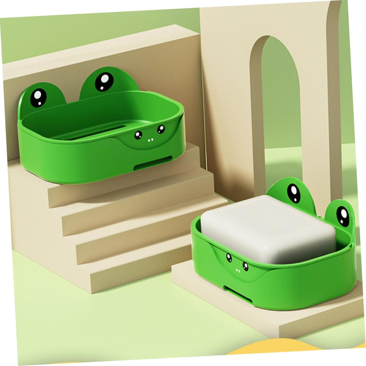 2-Piece Frog Design Soap Dish Holder