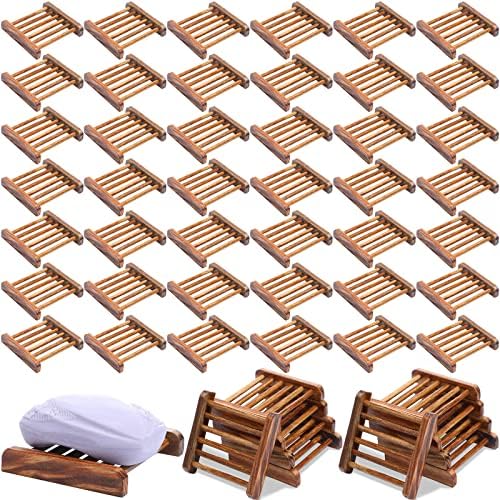 70-Piece Bamboo Wooden Soap Disk Organizer