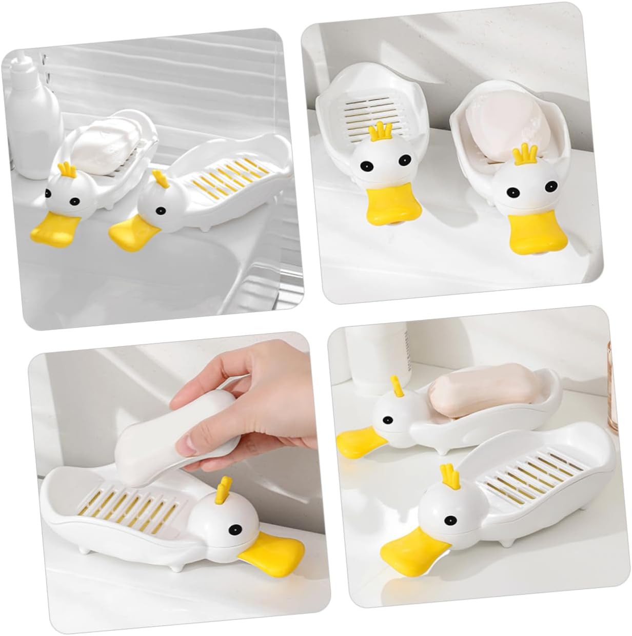 Cute Plastic Soap Dish Self-Draining Animal Design Space-Saving