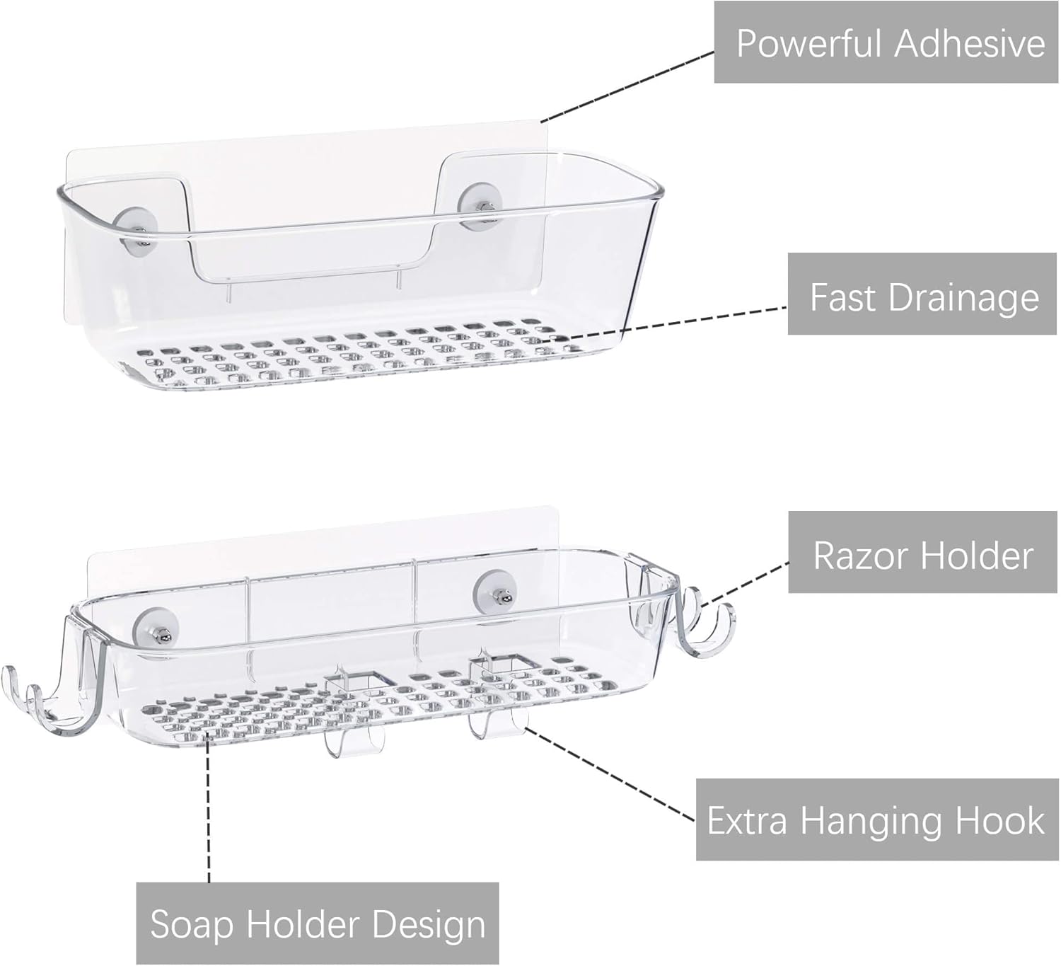 Rustproof Showers Caddy with Razor and Organizer