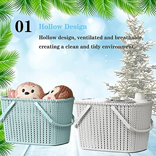 HOUZHeng Portable Rattan Shower Caddy with Dual Handles