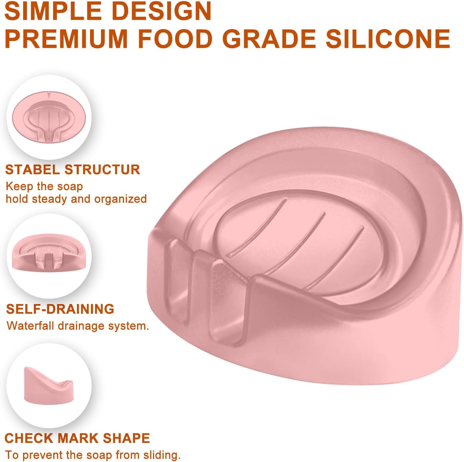 Axezoom Self Draining Soap Dishes 2-Pack Pink