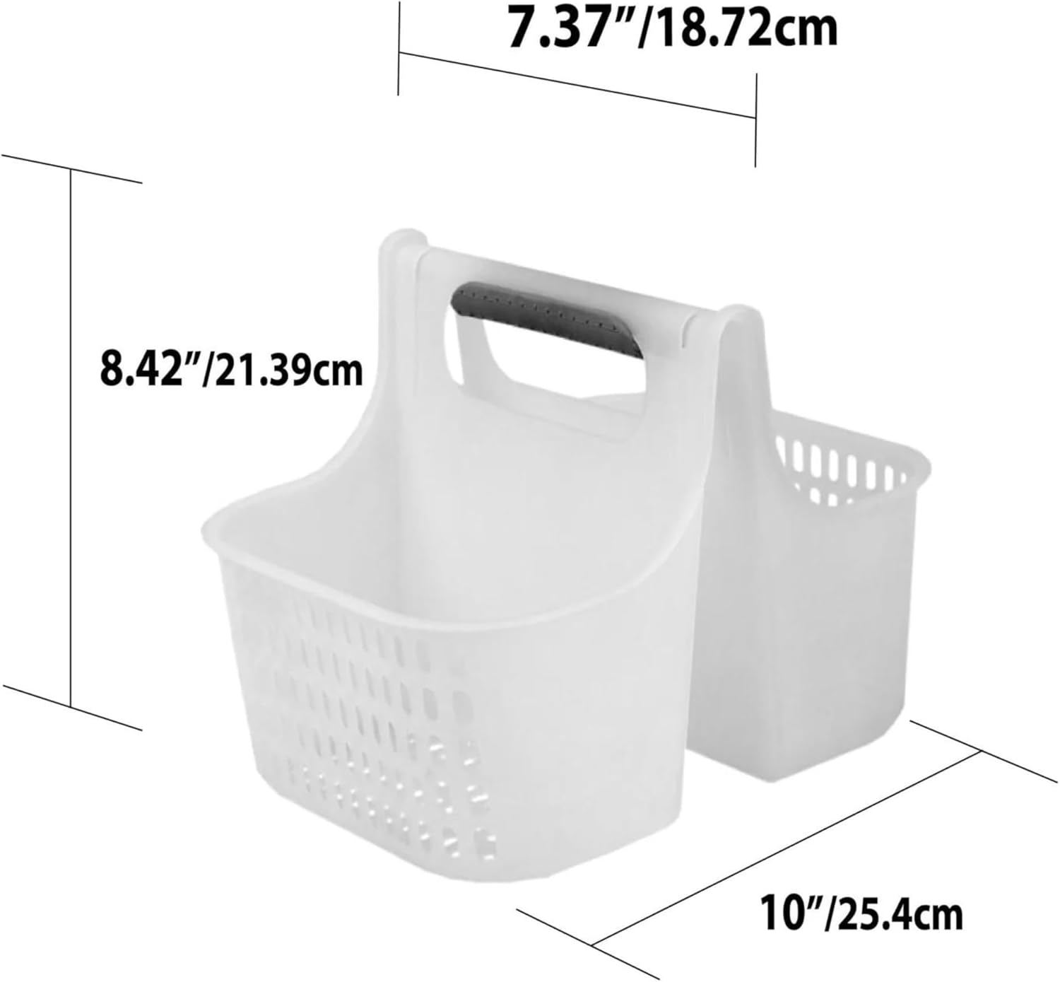 2-Compartment Soft Grip Plastic Shower Caddy Organizer With Handle