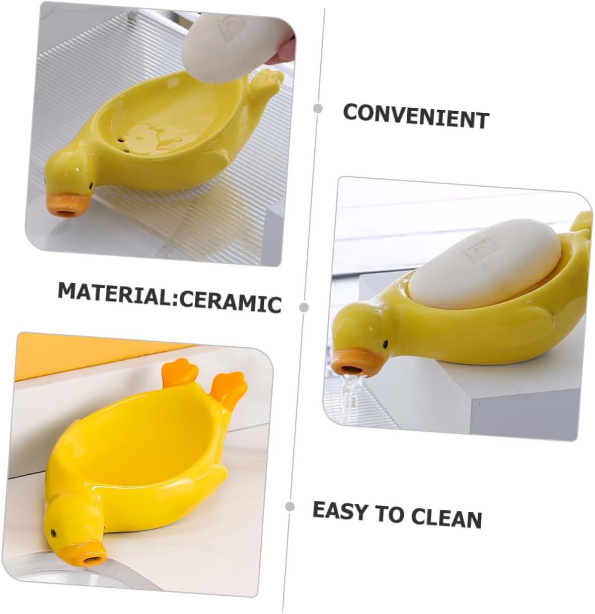 Stylish Durable Modern Duck-Shape Soap Dish Ceramic Material Drainage Function