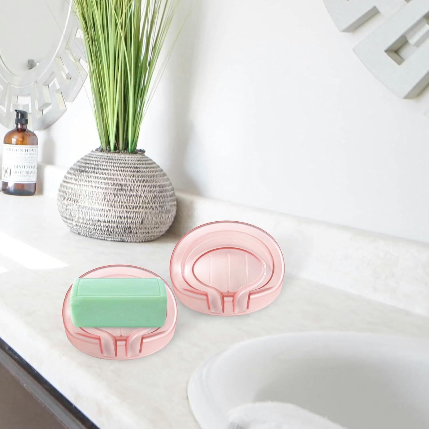 Axezoom Self Draining Soap Dishes 2-Pack Pink
