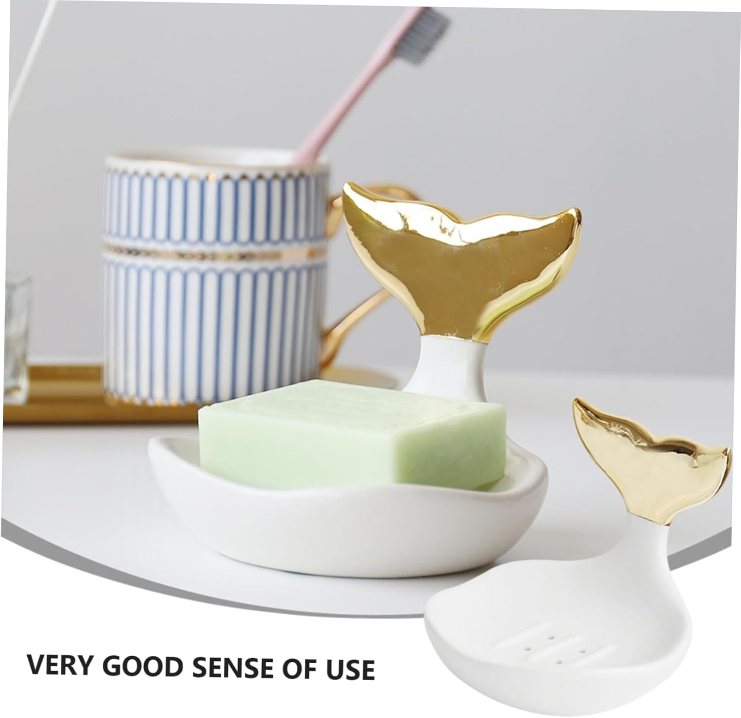 Prettyzoom 1pc Ceramic Soap Holder with Drainage Design for Quick Drying