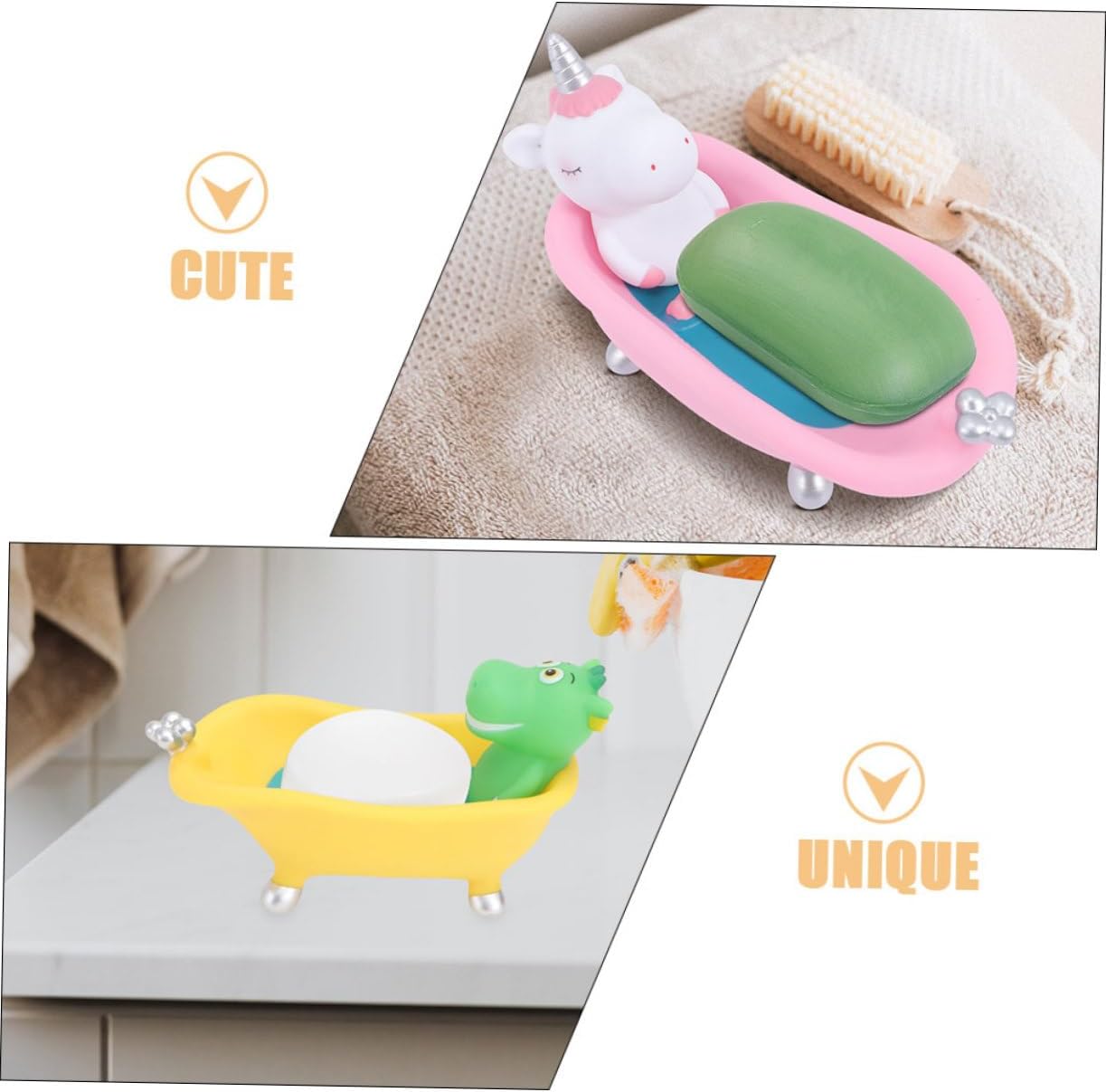 2pcs Cute Cartoon Animal Soap Holder Draining Tray for Bathroom