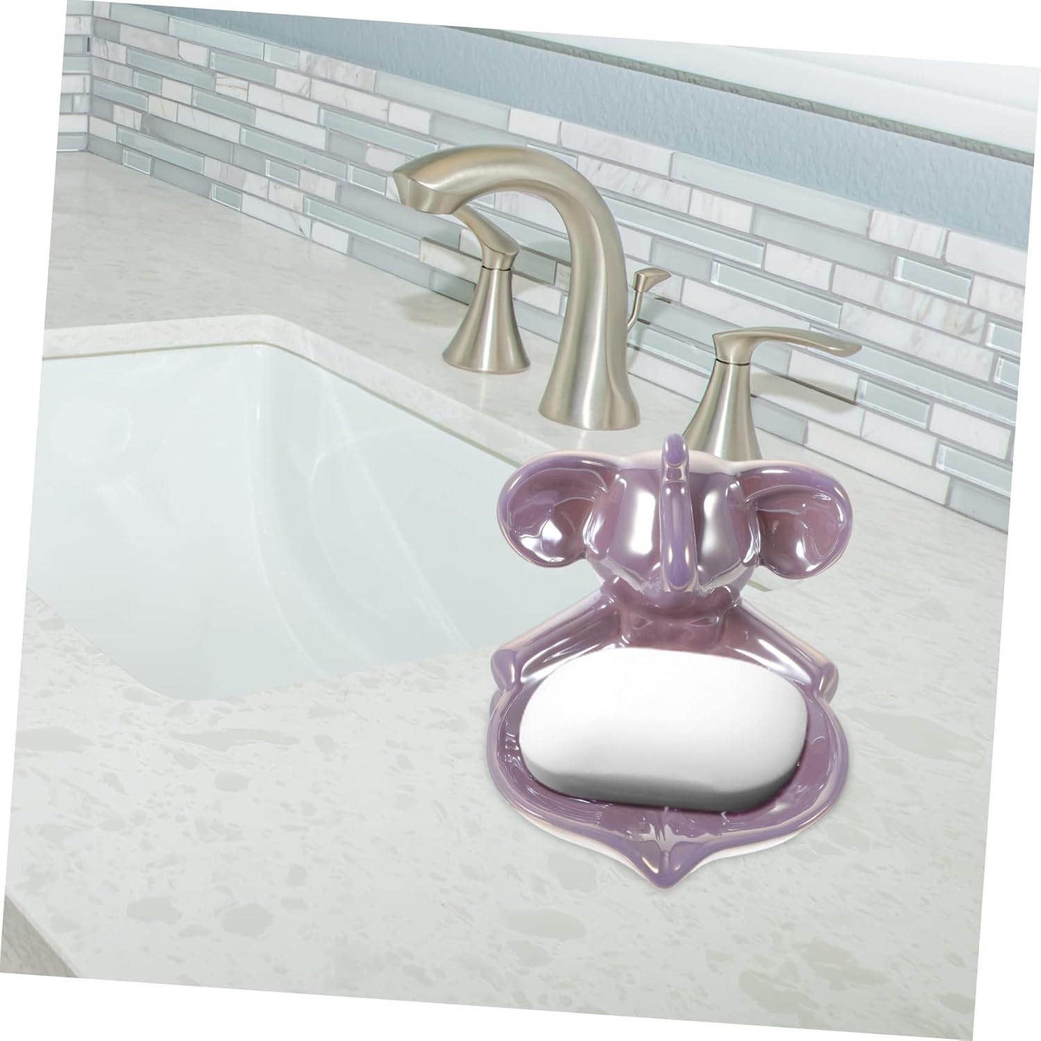 Elephant Ceramic Soap Tray - Durable Elegant Design for Home Kitchen