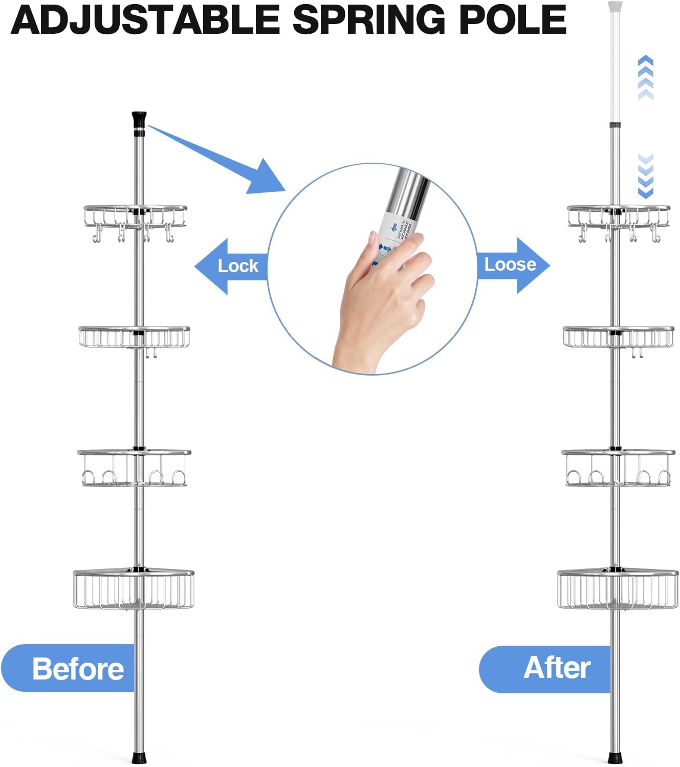 EssenceMe Corner Shower Caddy Tension Pole