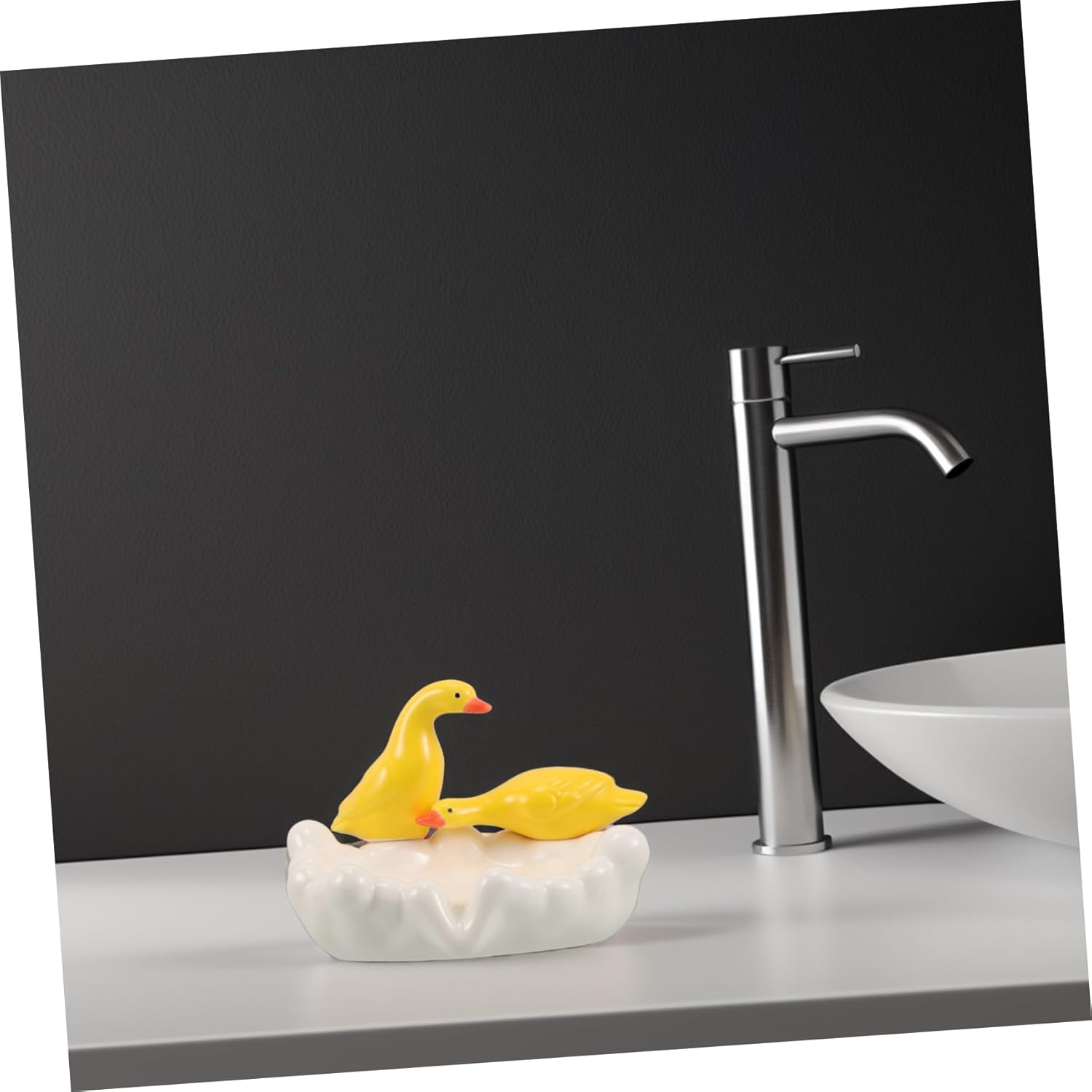 FELTECHELECTRCute Duck Ceramic Soap Dish for RV Shower Holder with Drainage System