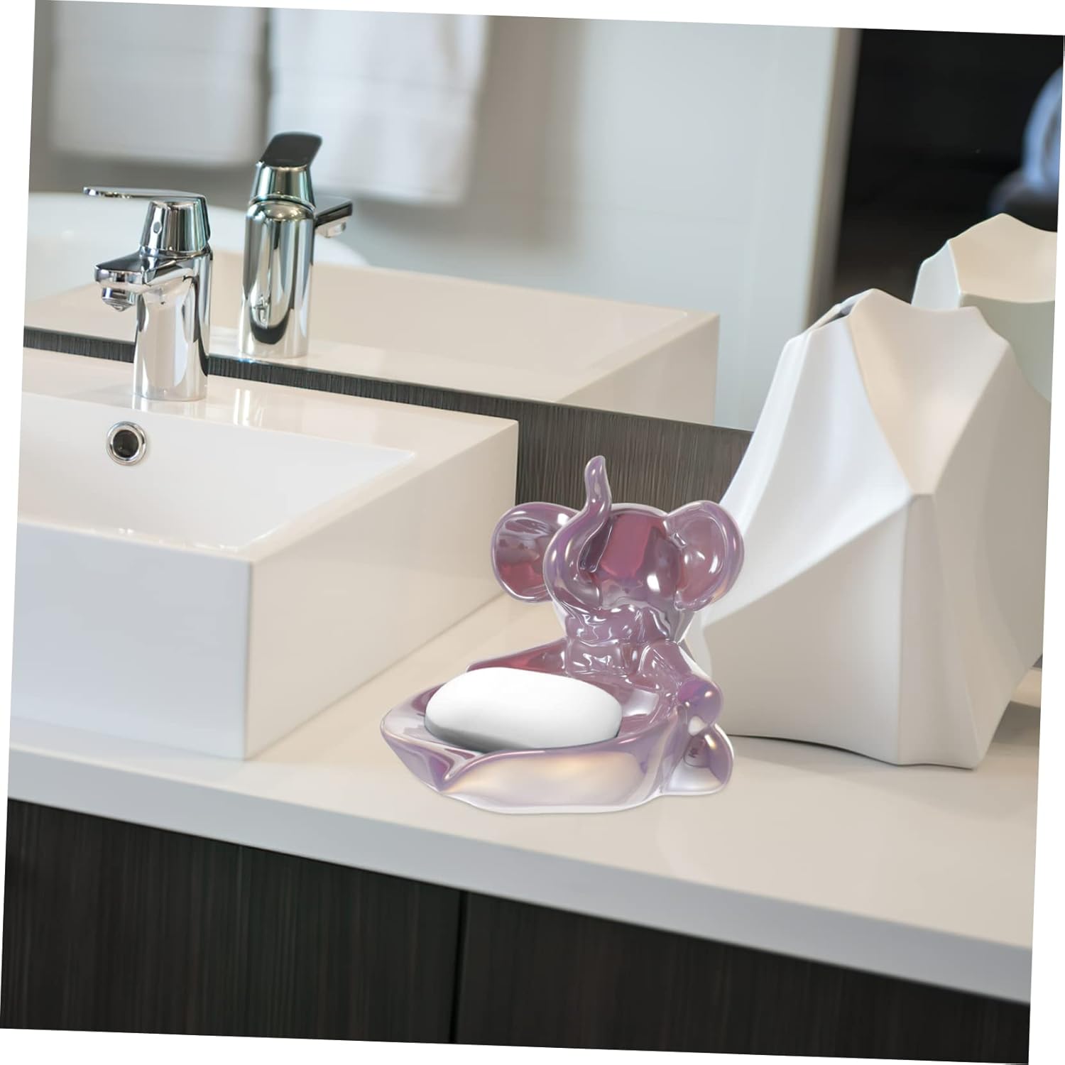 Adorable Ceramic Elephant Dish Self Draining Home Kitchen Bathroom Kitchen Accessory