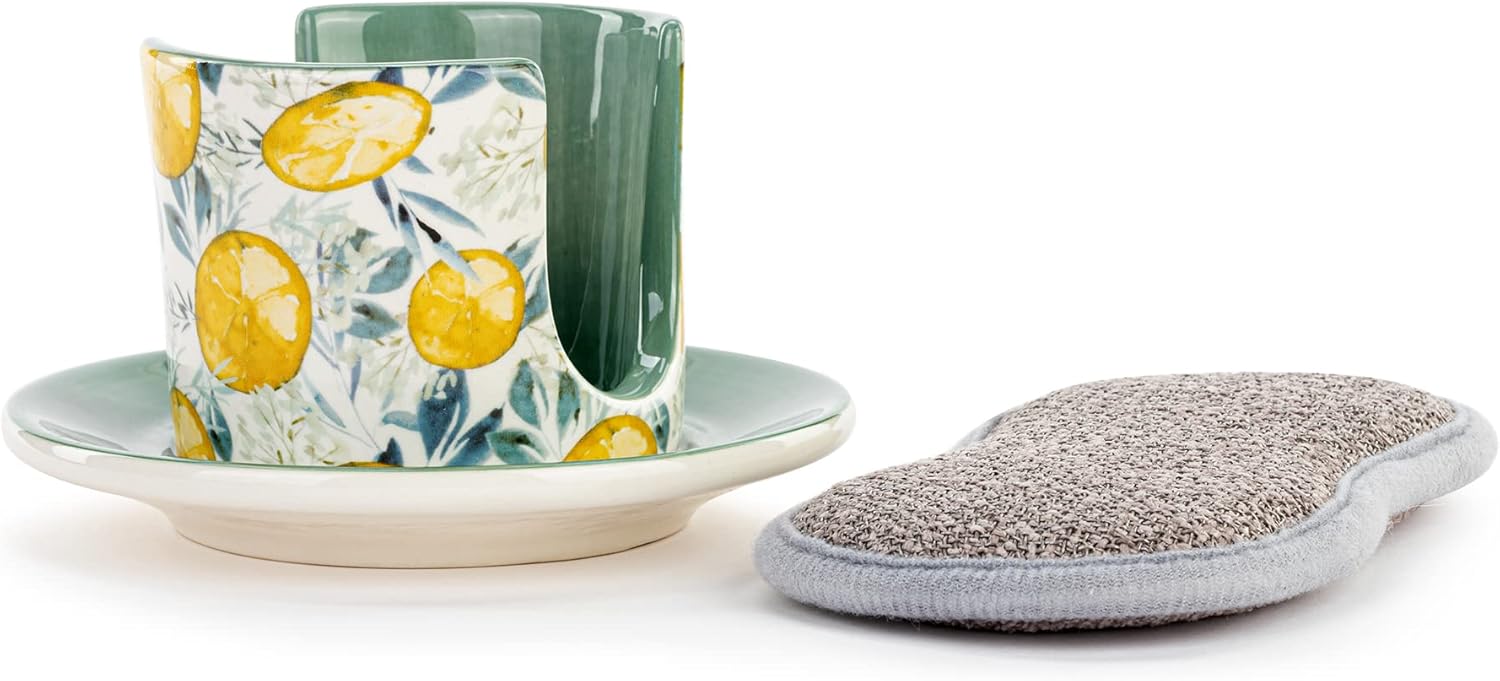 Perfect Lemon Pattern Partnered with Sponge Dish for Clean Living