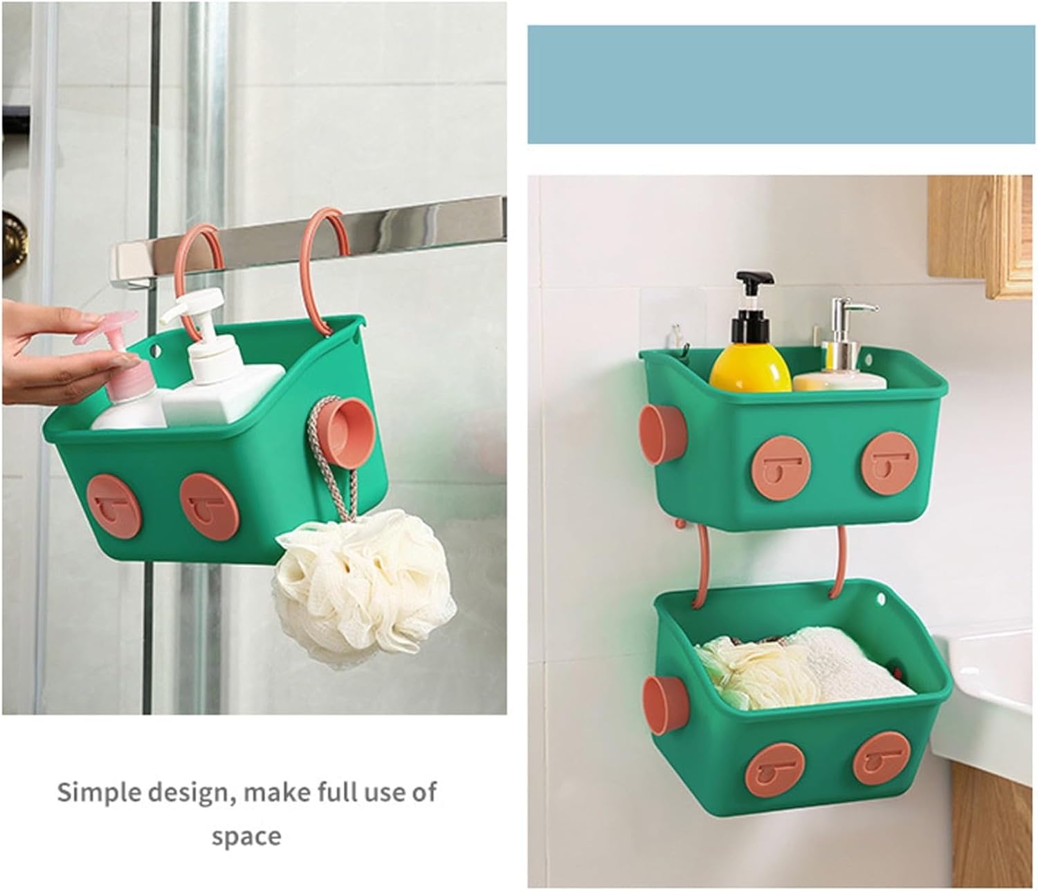Shower Storage Organizer With Hooks Blue LZ 042901