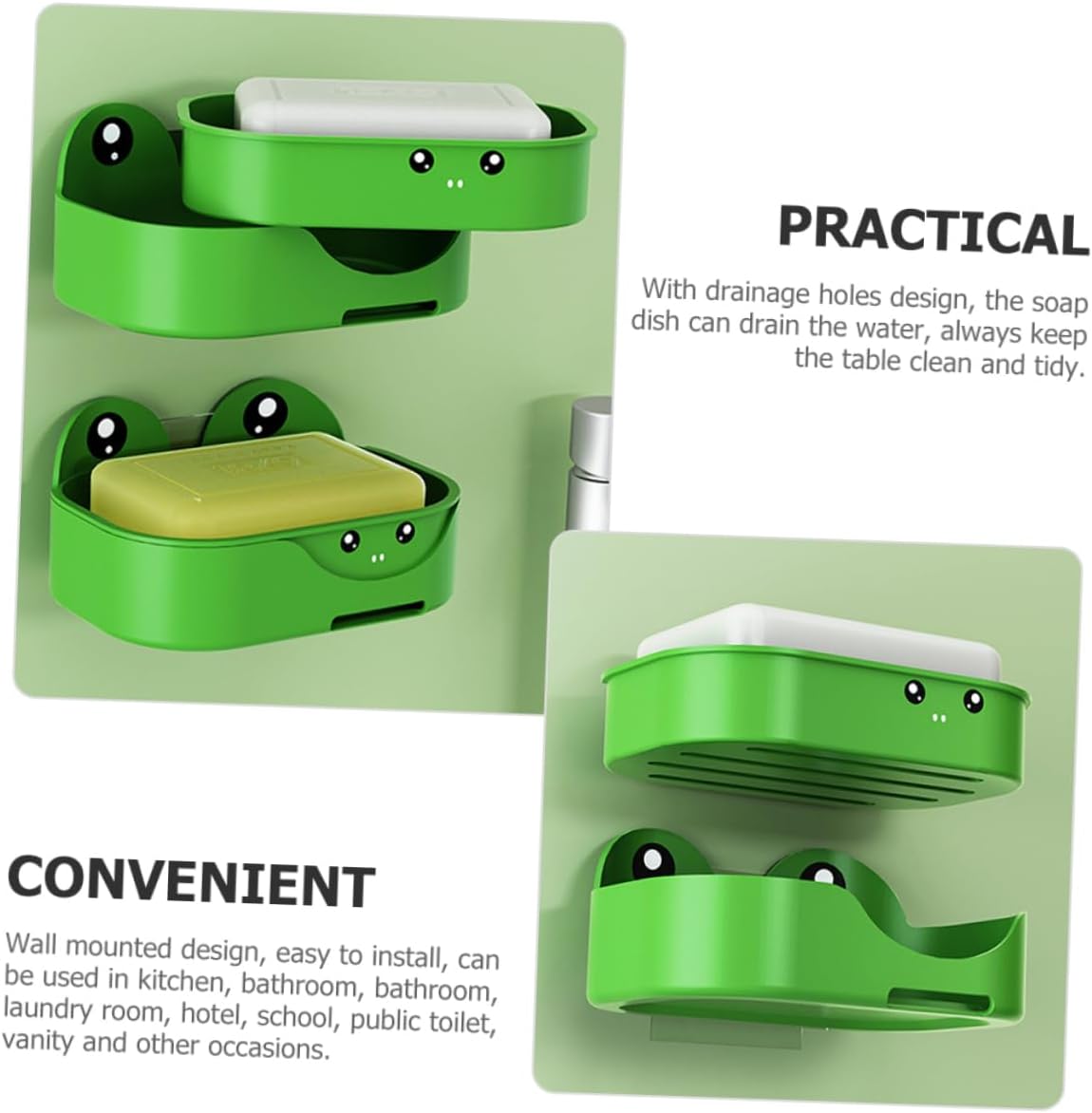 Frog Style Wall Mount Soap Dish Pp Material
