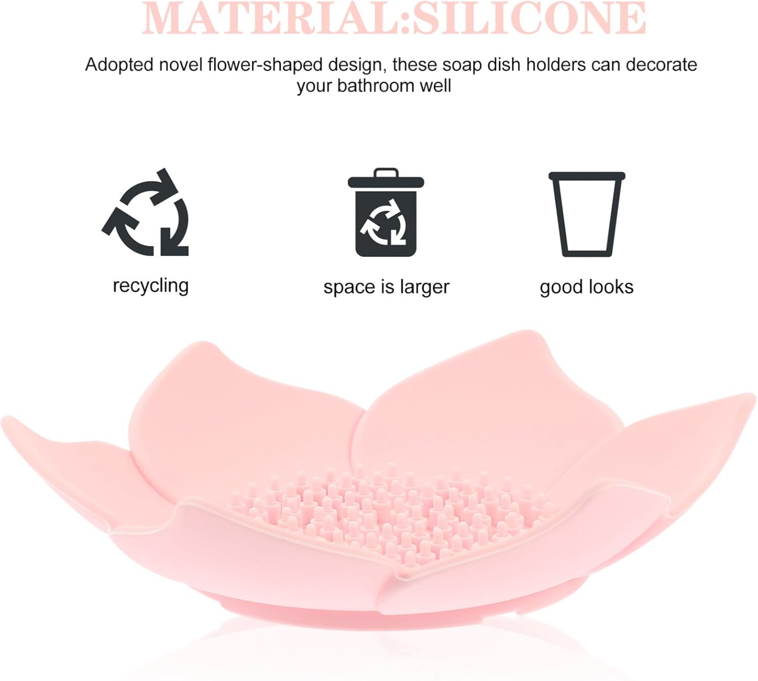Zerodeko Flower Shaped Silicone Soap Dish 2pcs Bathroom Organizer