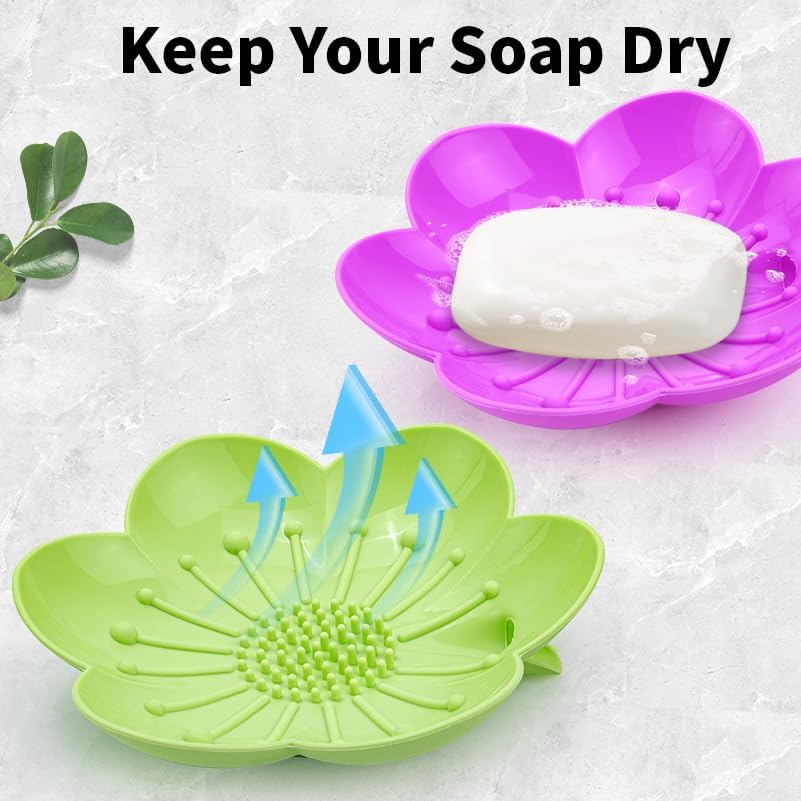 Mabnuby Flower Shower Soap Dishes 2 Pack Large