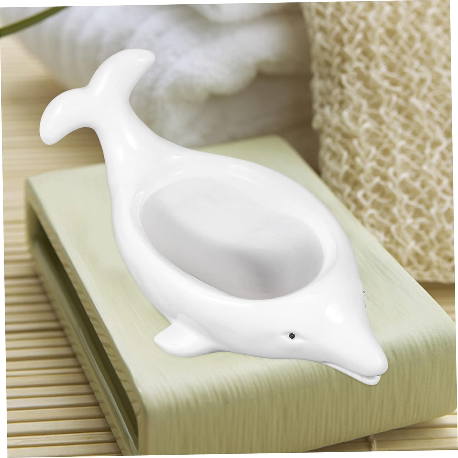 Dolphin Ceramic Soap Dish with Drainage Design Cute Animal Shape