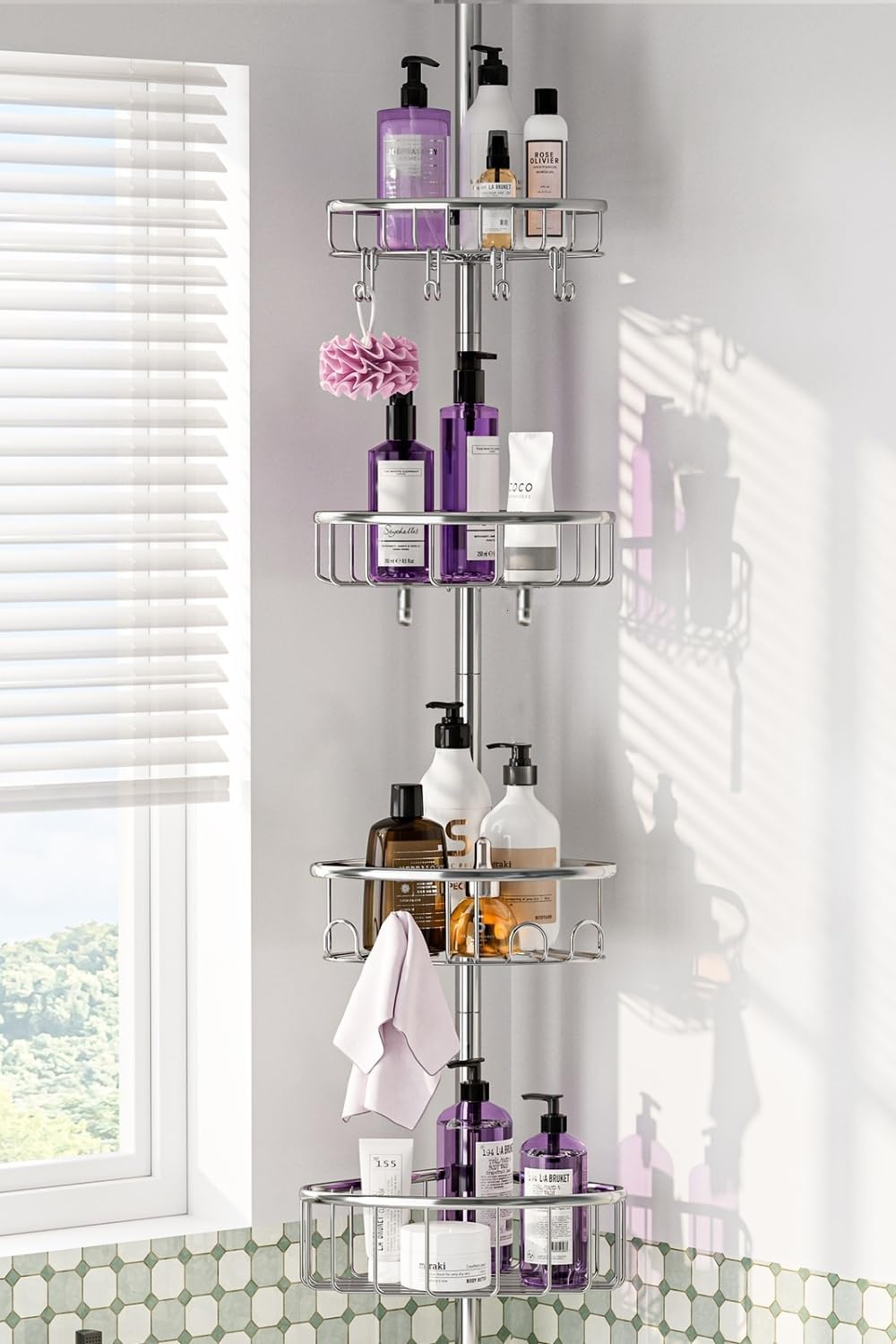 EssenceMe Corner Shower Caddy Tension Pole