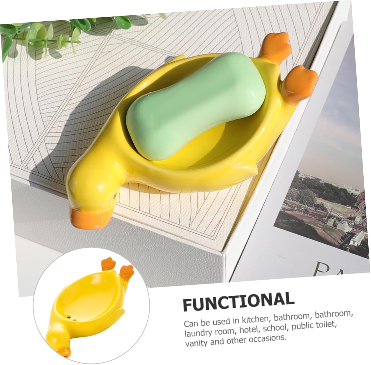 Cute Duck Ceramic Soap Dish with Drain Holes
