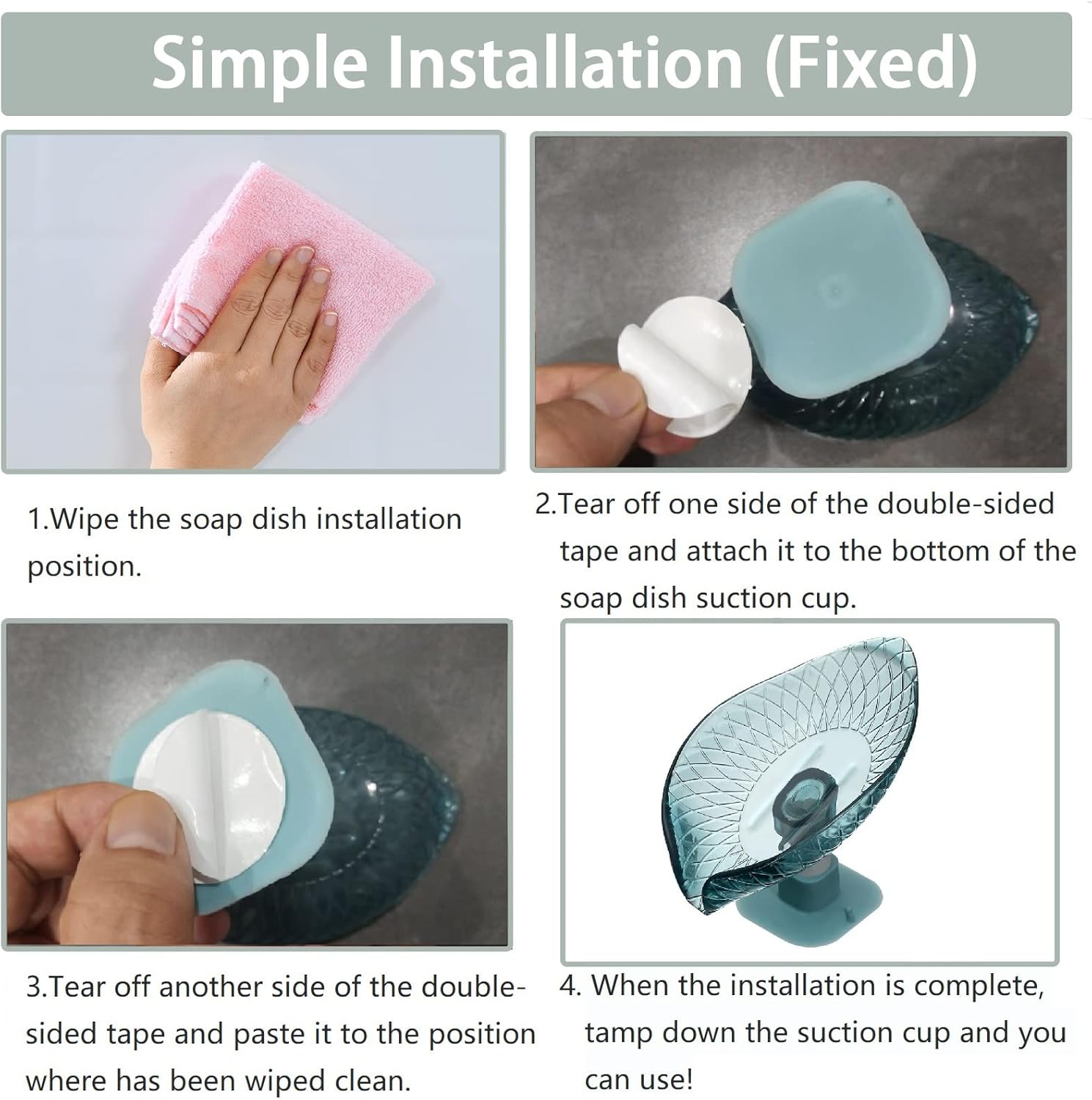 4 packLeaf-Shaped soap Dish Holder Bar soapHolder Self-Draining for Shower