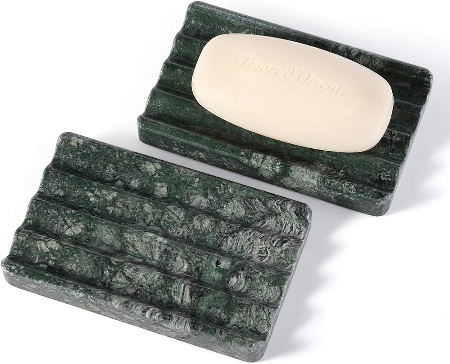 2PC Koville Indian Natural Green Marble Soap Dish for Bathroom