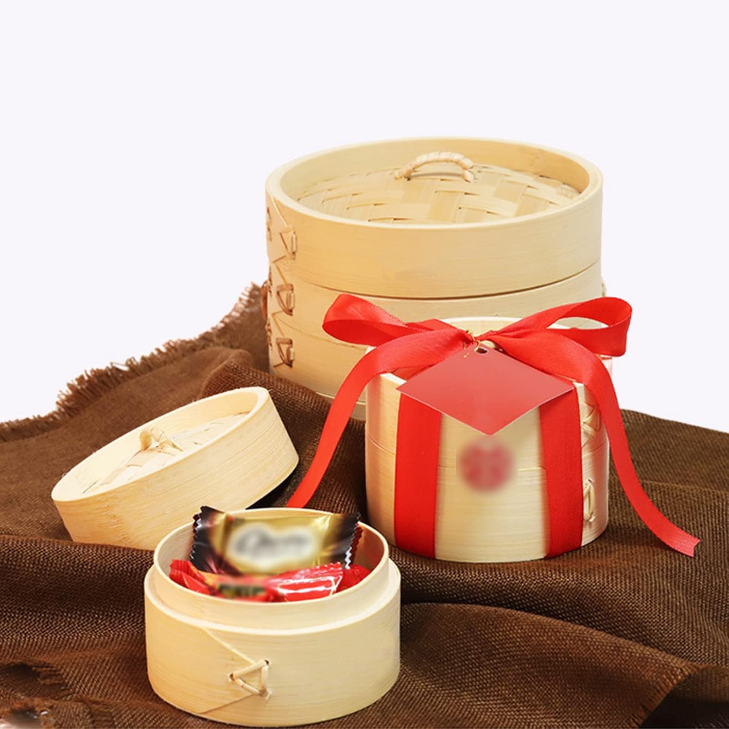 Eco-Friendly Bamboo Steamer Double-Handle Soaps Dispenser