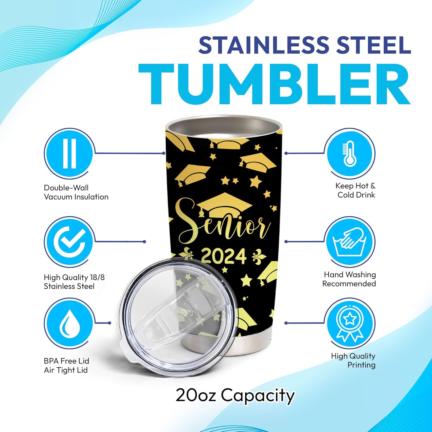 Personalized Senior Graduation 2023 Gift Double-Insulated Stainless Steel Tumbler