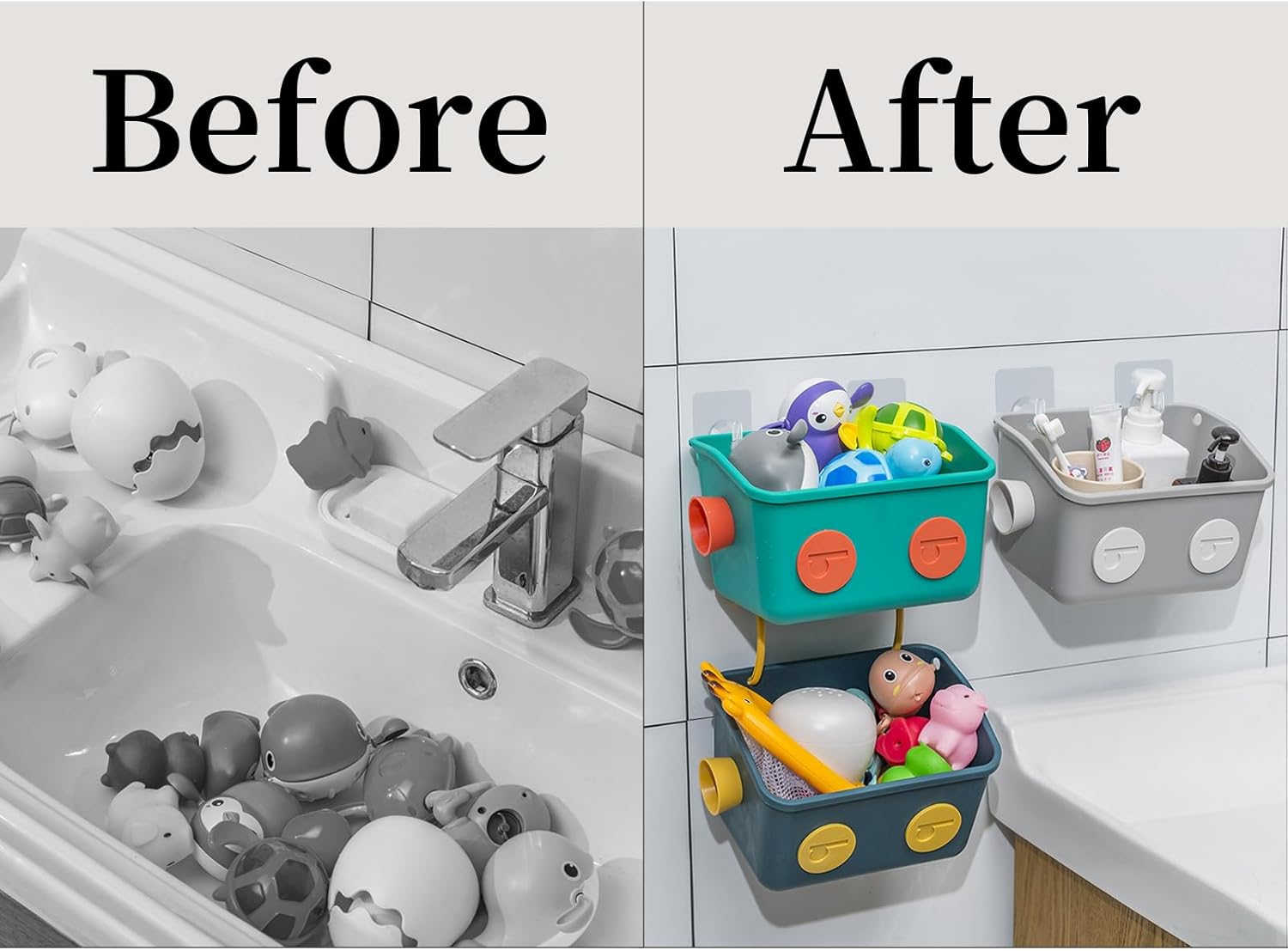 LUFOFOXBath Toy Storage Organizer Basket Detachable 3-Layer Kids Hanging Toy Caddy