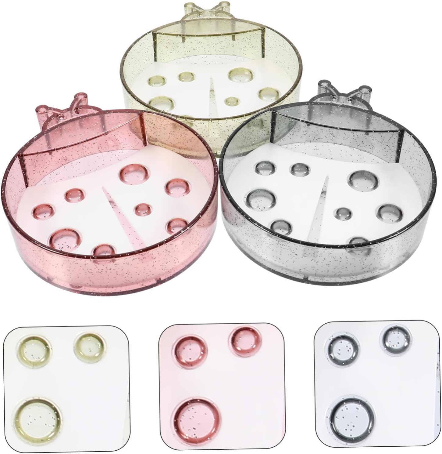 PRETYZOOM 3pc Cartoon Beetle Soap Drainer Holder Set for Bathroom