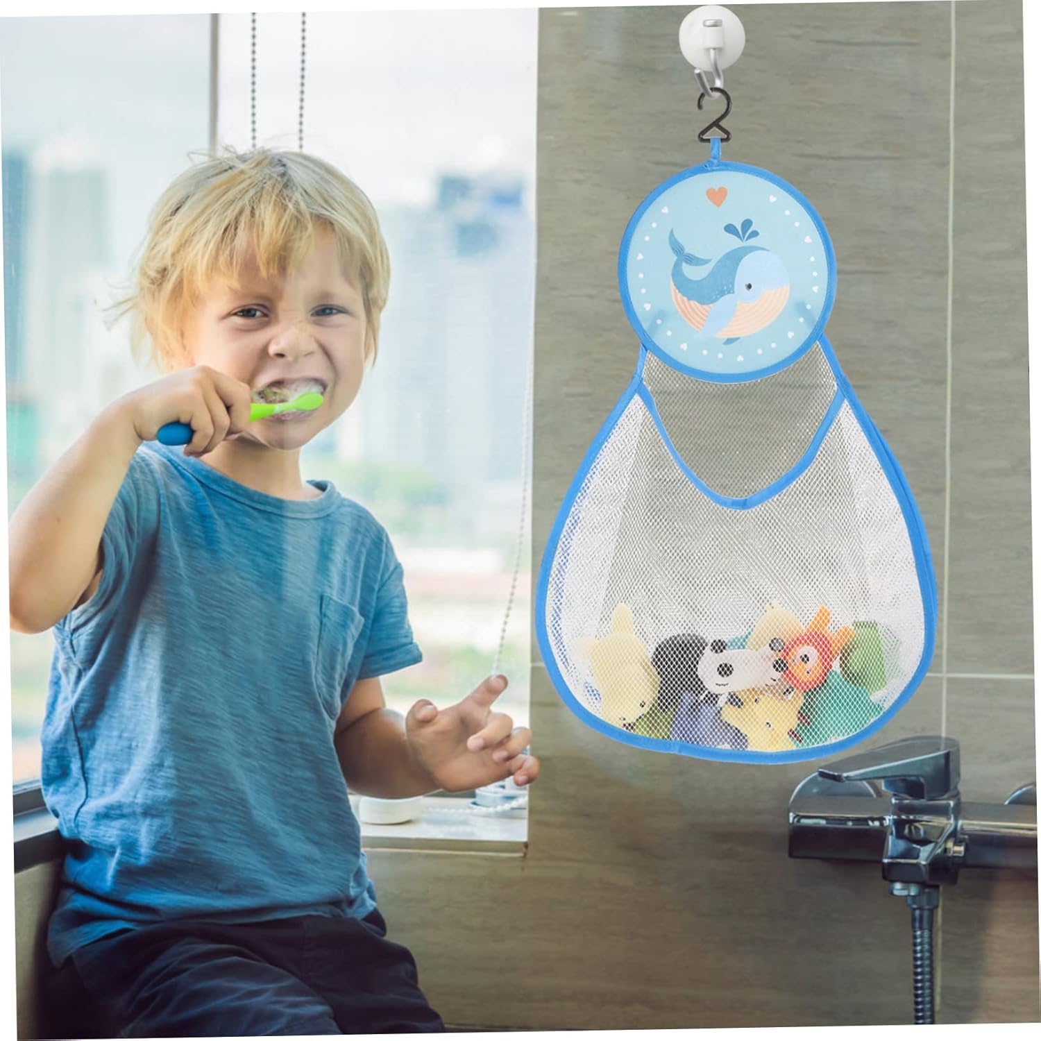 Cabilock Hanging Bath Organizer Mesh Storage for Kids