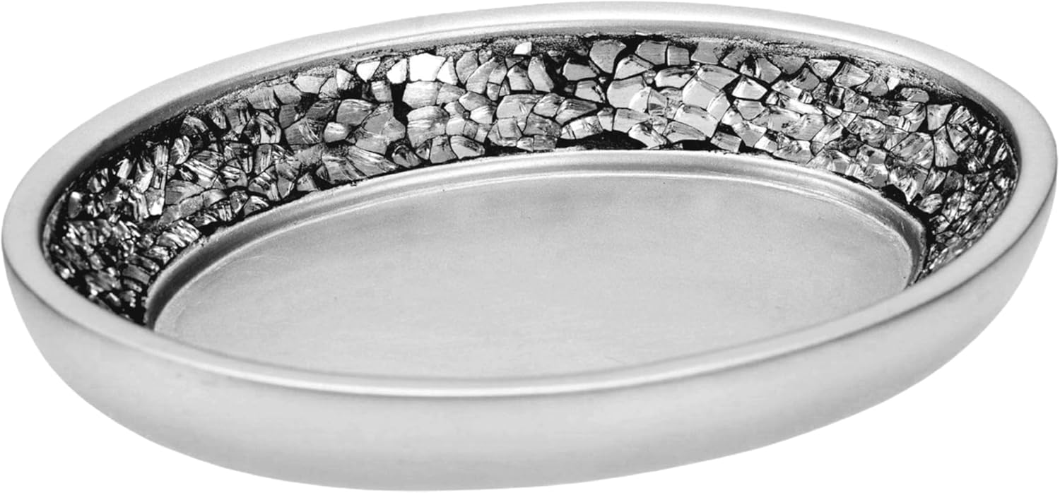 Crackled Glass Soap Dish for Bathroom Decor