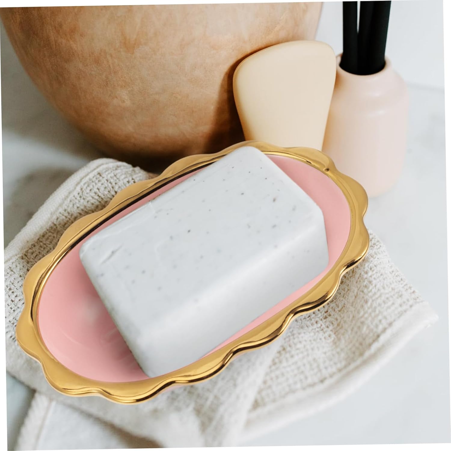 Zerodeko Ceramic Soap Dish Luxury with Elegant Design for Home Kitchen