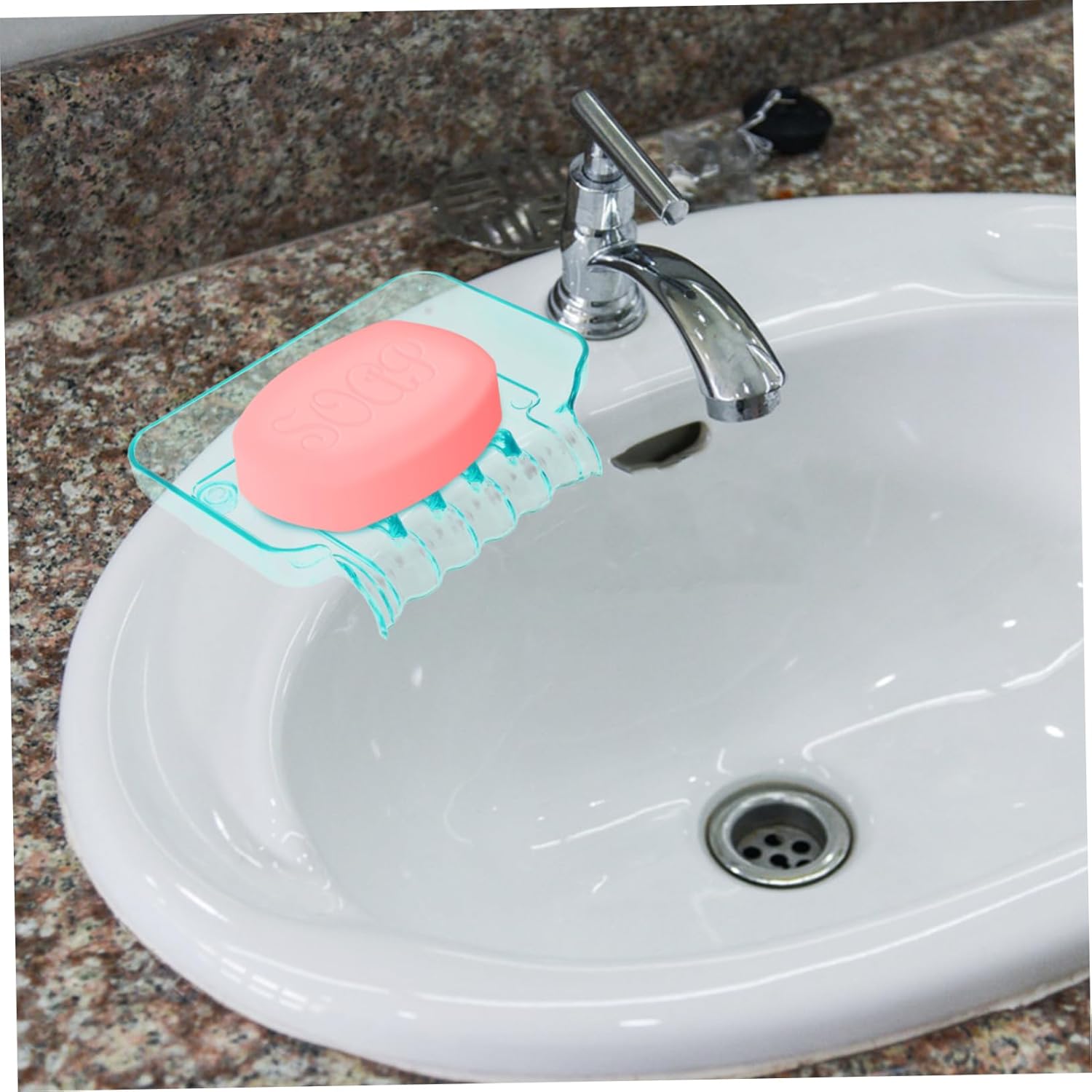 Suction Cup Neoprene Soap Basket - Large NeopreneDrink Holder for Bathroom Kitchen