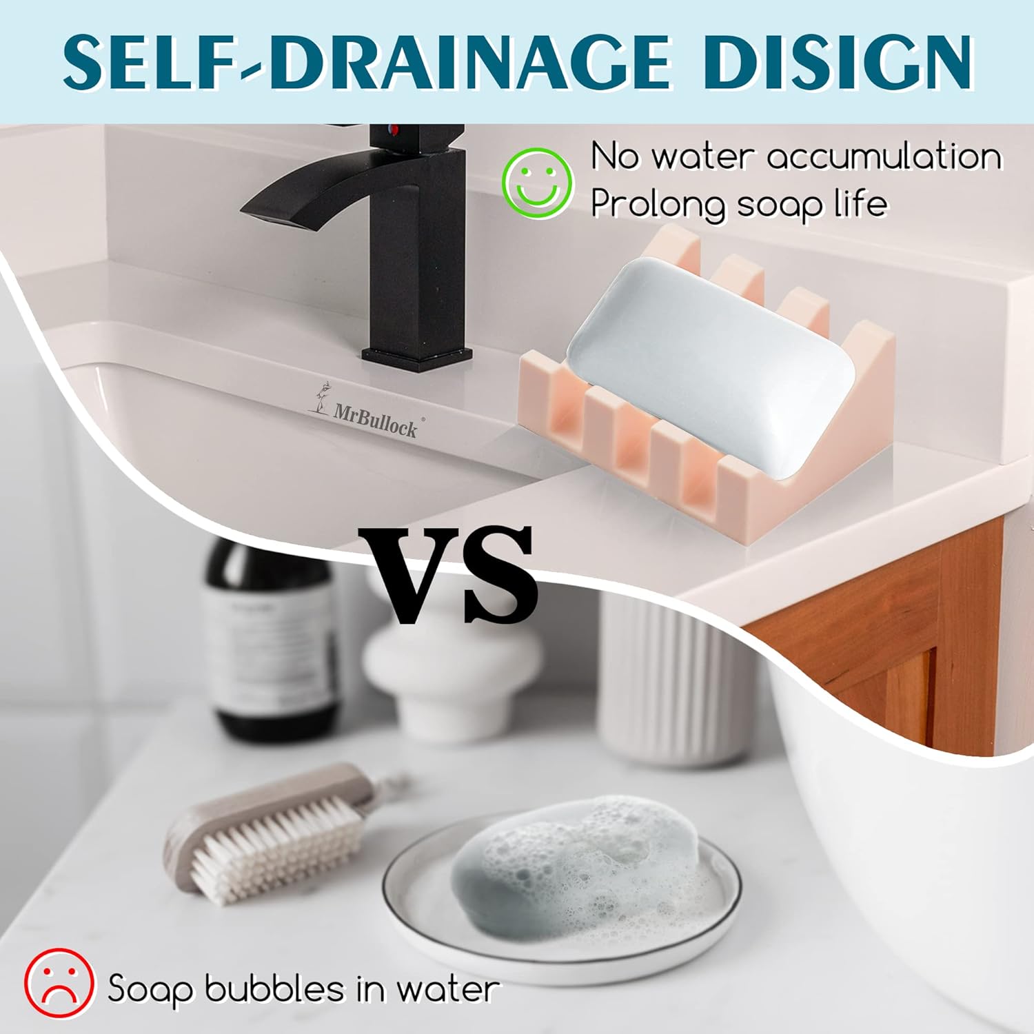 Two-Piece Pink Silicone Soap Dish